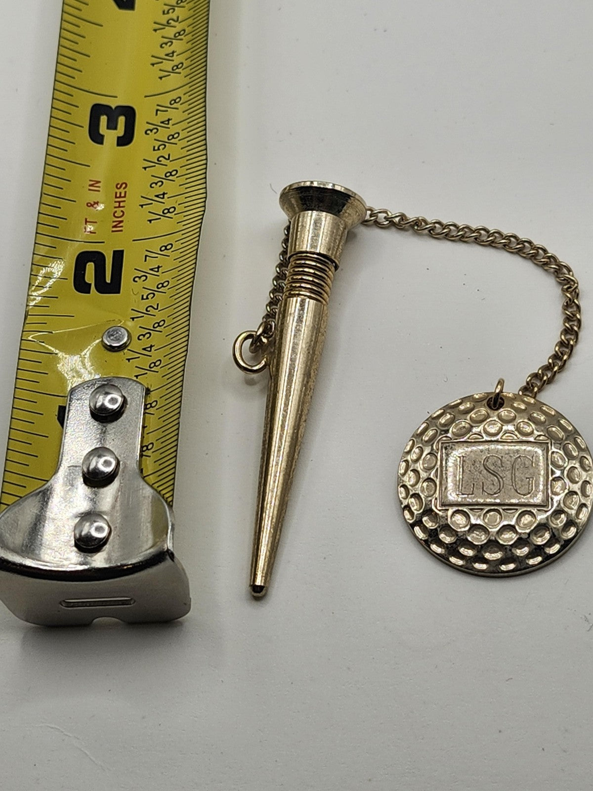 Gold Metal Magnetic Golf Ball Marker Chain Tee Divot Tool LSG Monogram Initials