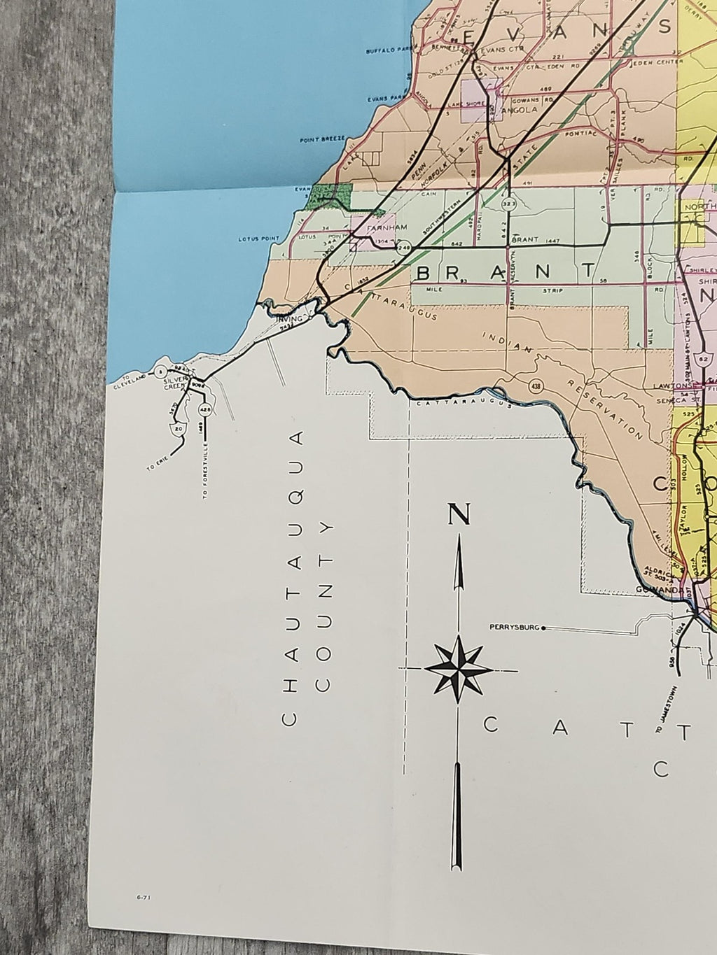 Vintage 1971 Erie County New York Highway Road Map 150th Anniversary Folded USA