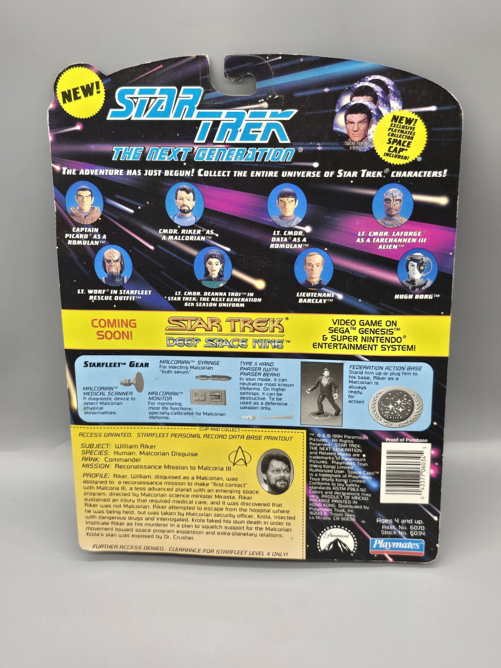 Star Trek TNG Commander Riker Malcorian Figure Space Cap Playmates MOC