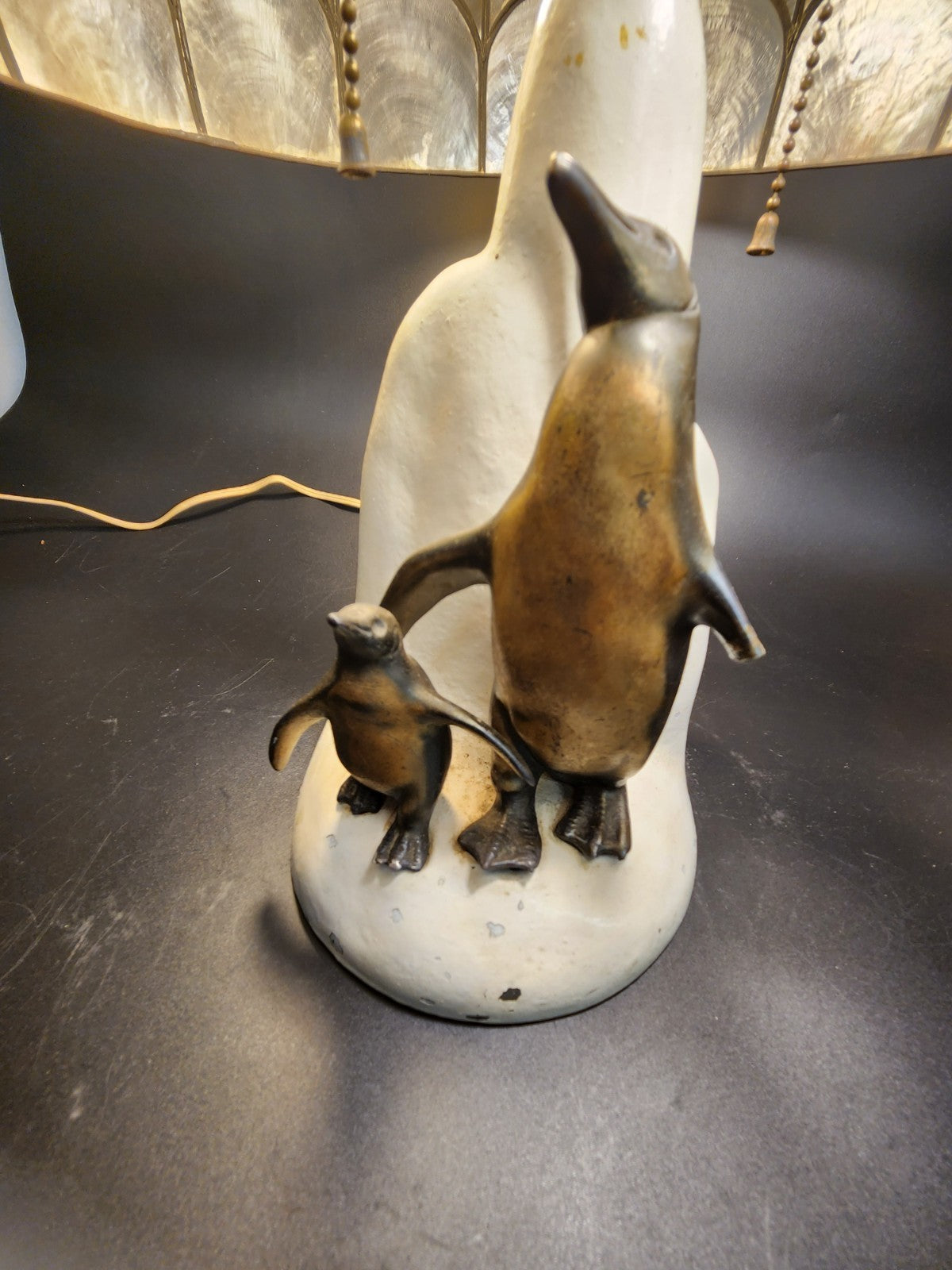 Barclay Penguin Table Lamp Capiz Shell Shade Vintage Sculptural 18” Working