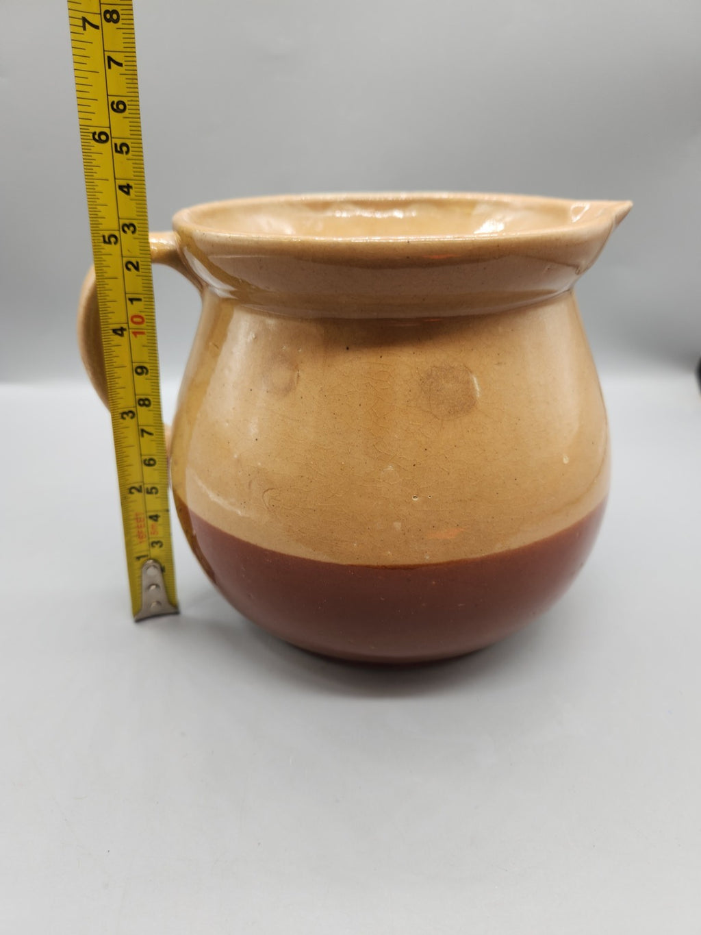 Vintage Cabinart Bakeware USA Covered Pitcher Stoneware Brown Tan Rustic...