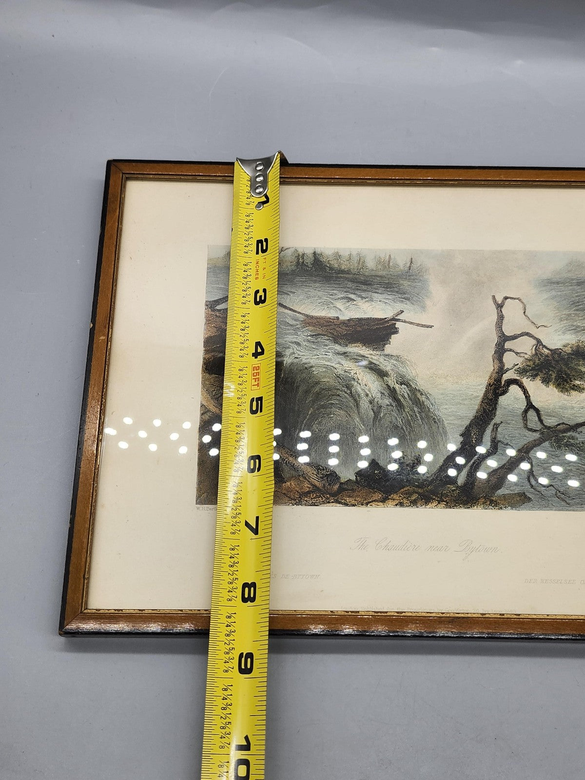 Vintage W H Bartlett Chaudiere Falls Bytown Hand Tinted Engraving 11x14 Framed