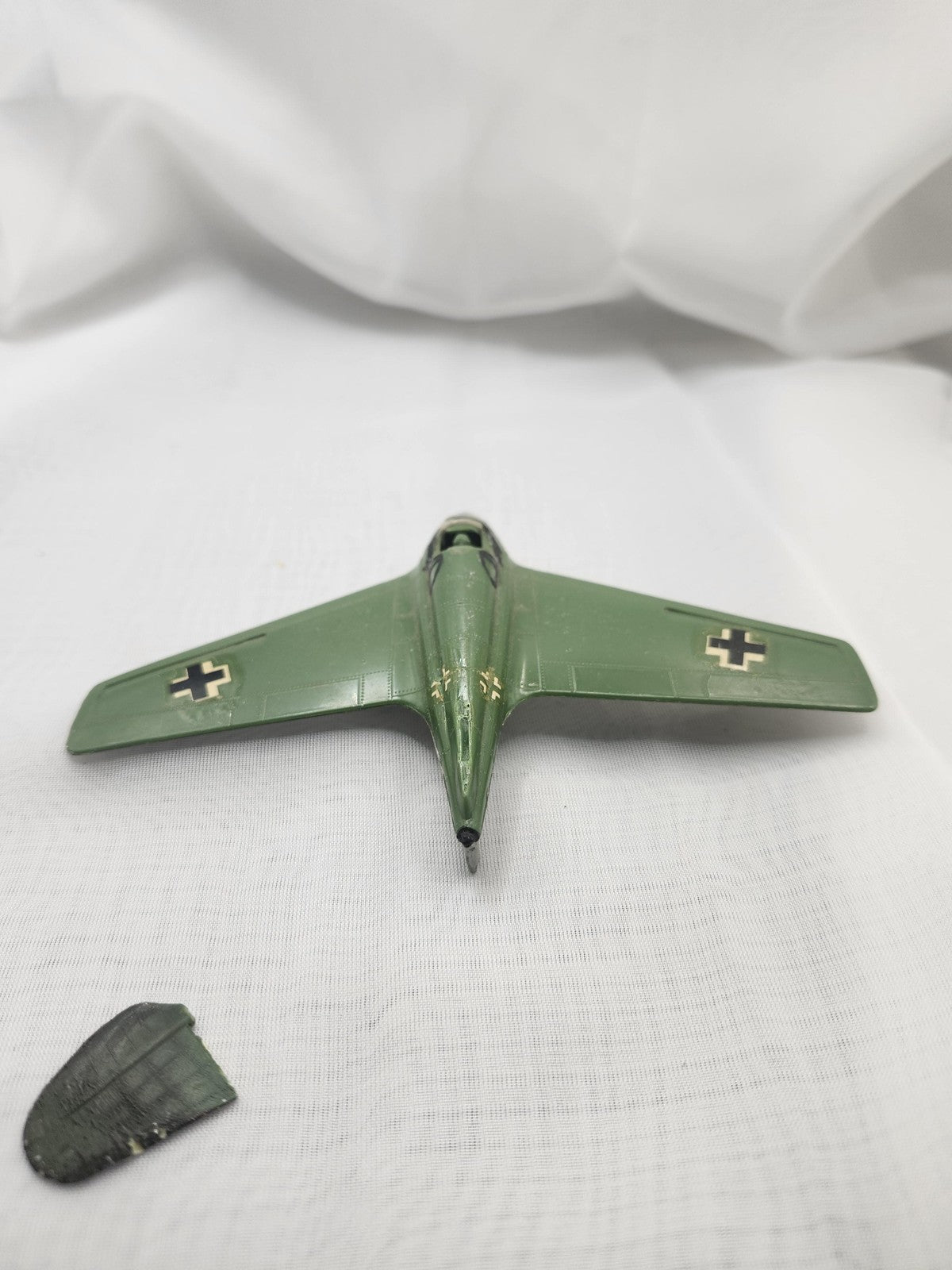 Vintage Green German Jet Airplane Toy Diecast Zamak Small Model Parts Repair