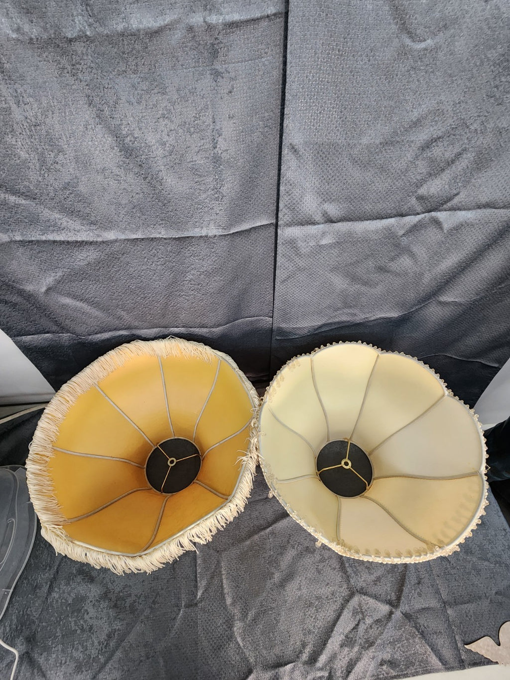 Vintage Victorian Style Lamp Shades Pair Floral Fringe Beaded Boudoir Cottage...