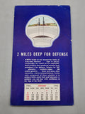 Vintage 1942 Shell 2 Miles Deep For Defense Calendar Ad Sign Gas Oil Blue