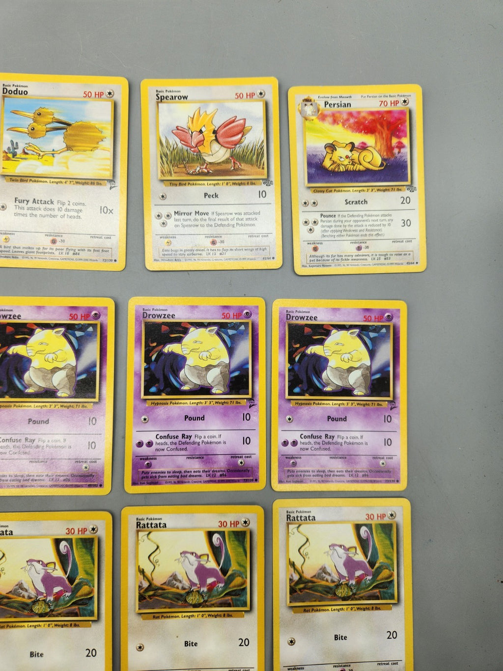 Vintage Pokemon Base Set Jungle Fossil Card Lot Drowzee Rattata Persian 12 Cards
