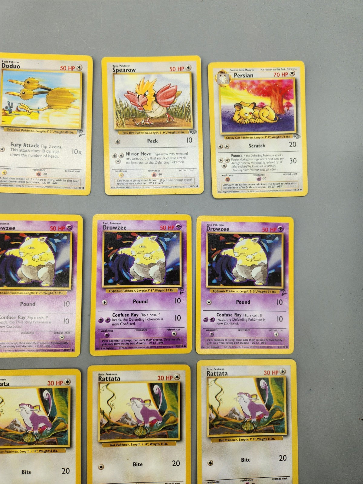 Vintage Pokemon Base Set Jungle Fossil Card Lot Drowzee Rattata Persian 12 Cards