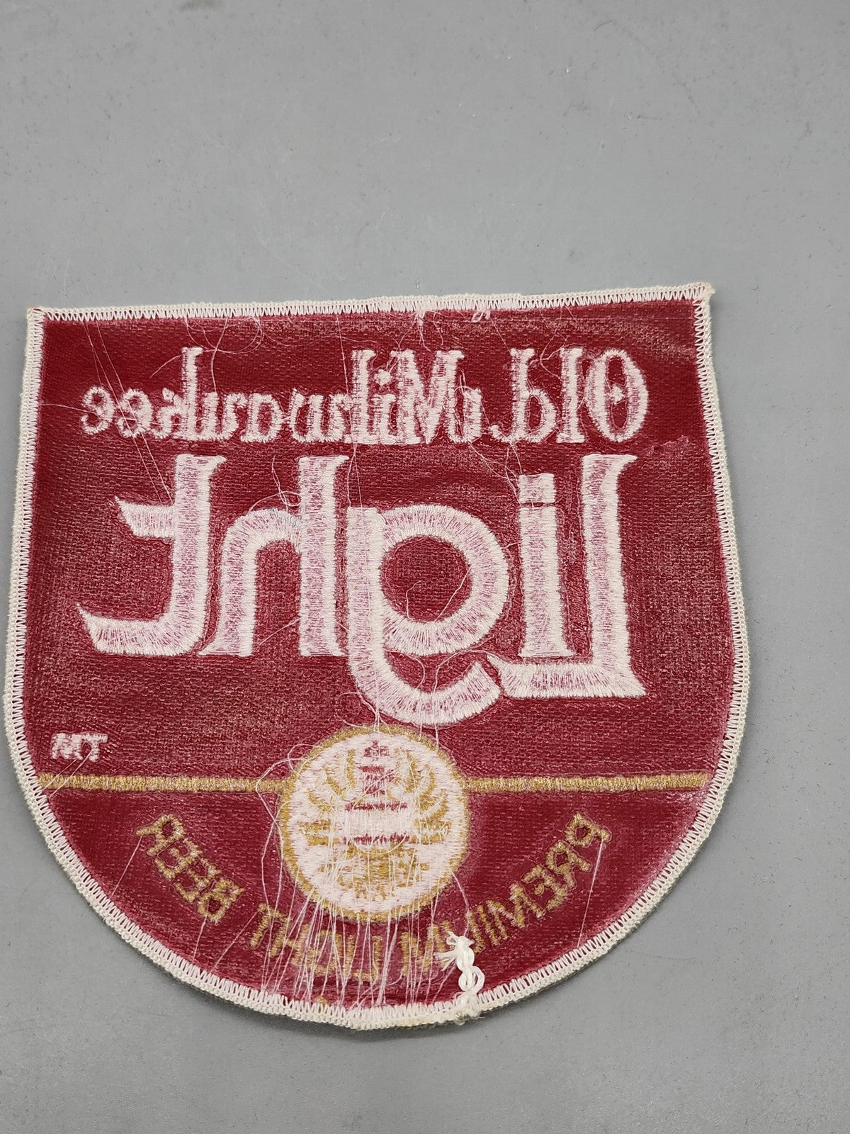 Vintage Old Milwaukee Light Beer Patch Red White Embroidered Breweriana Decor