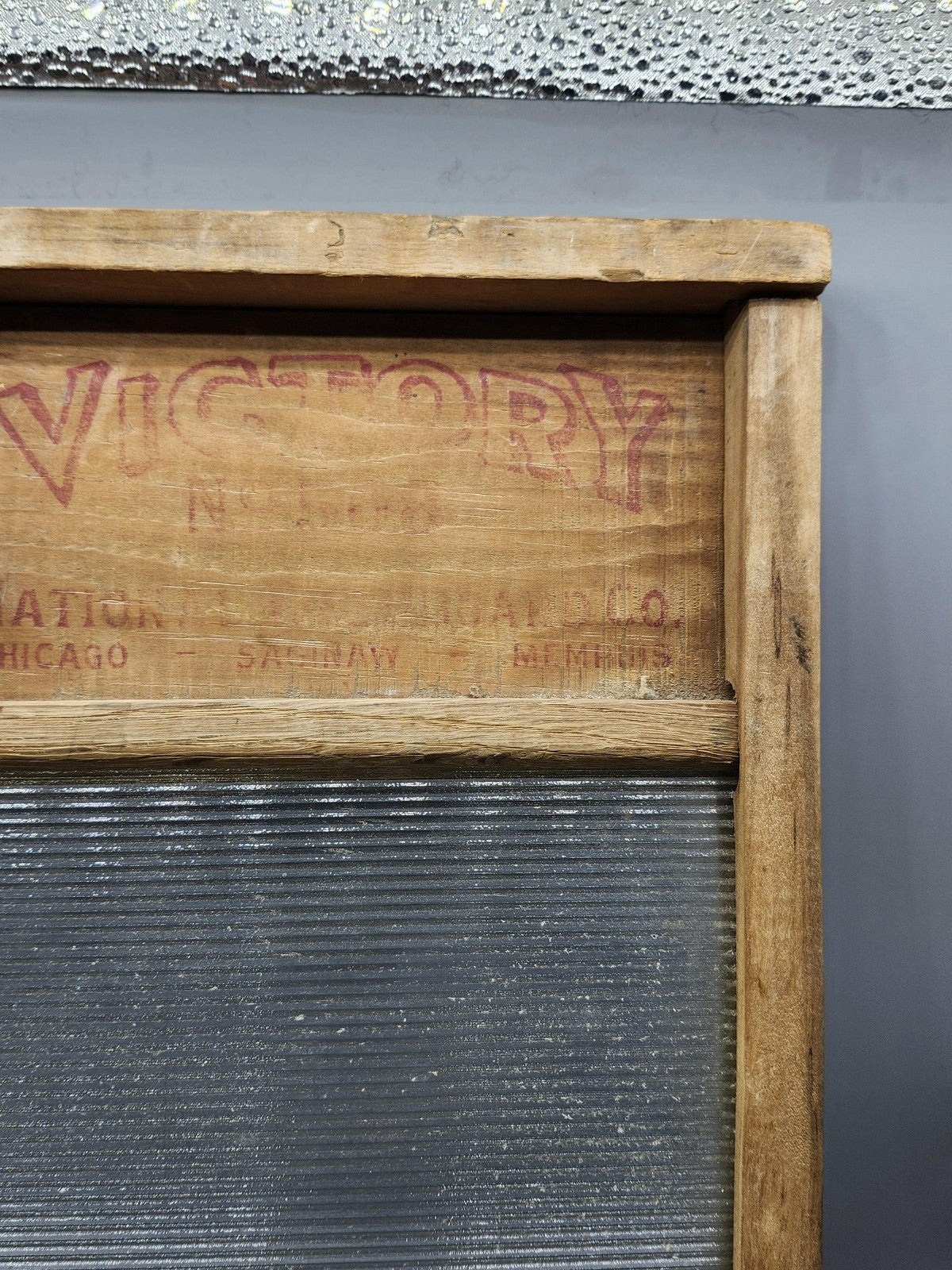 Vintage National Washboard Co Victory Glass Washboard Wood Rustic Laundry Decor
