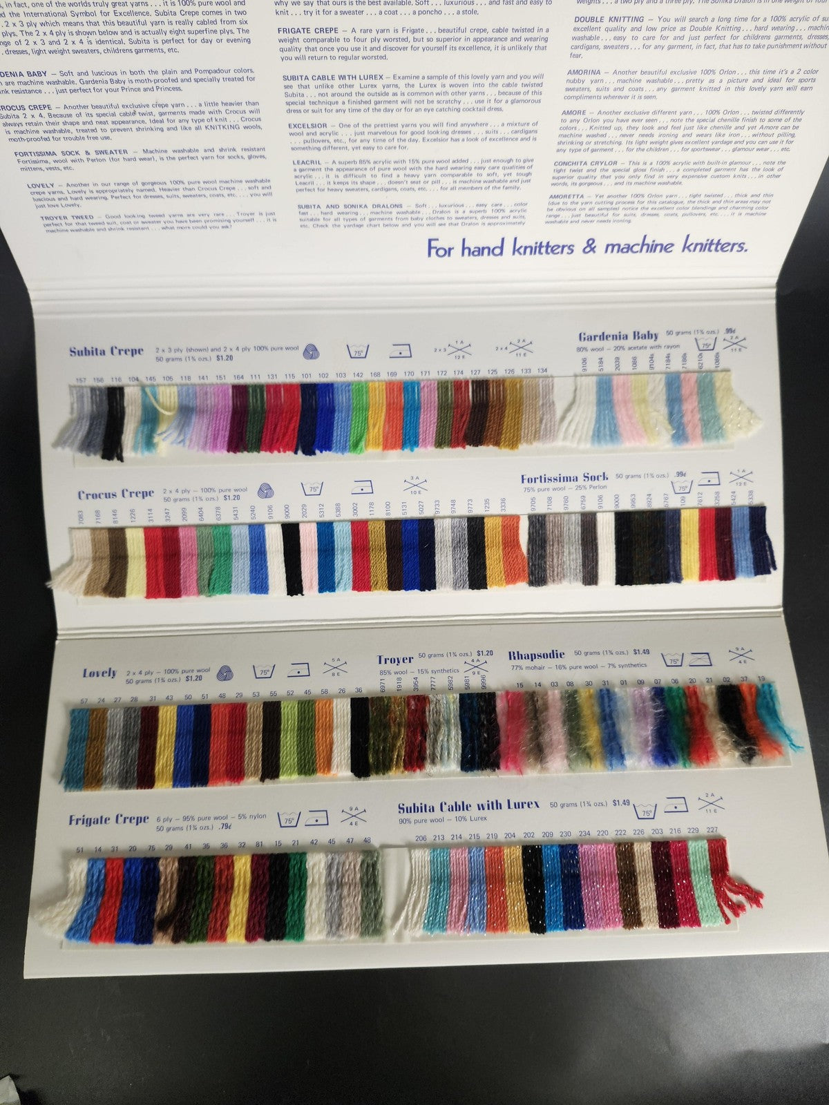 Vintage Knitking Yarns From Around The World Sample Swatch Multicolor Card Chart