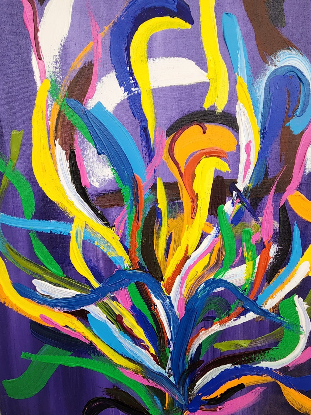 Original Signed Abstract Acrylic Painting on Canvas Colorful Modern OOAK 22x30"