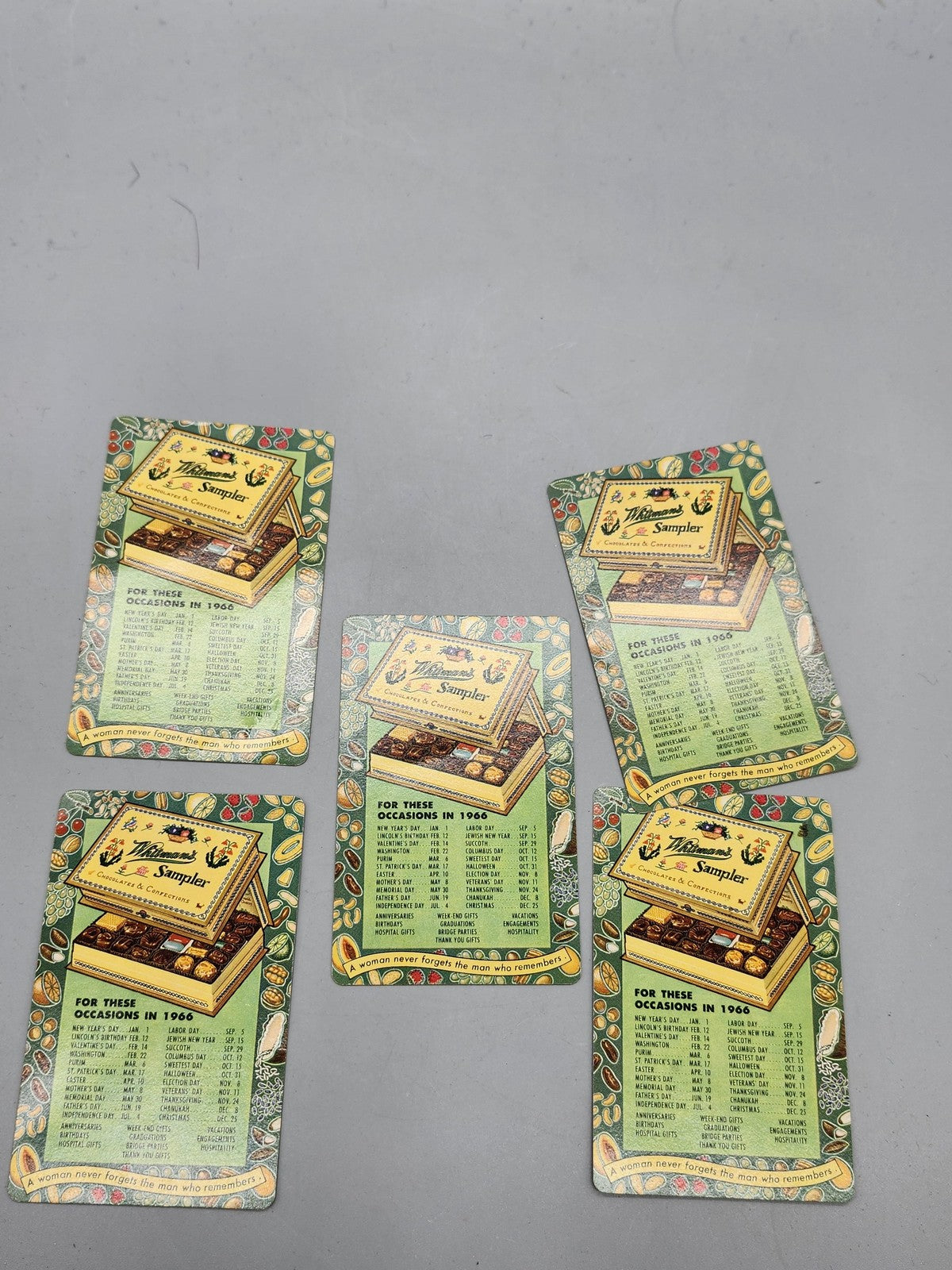 Vintage 1966 Whitman's Chocolates Advertising Calendar Cards Lot 5 Ridgewood