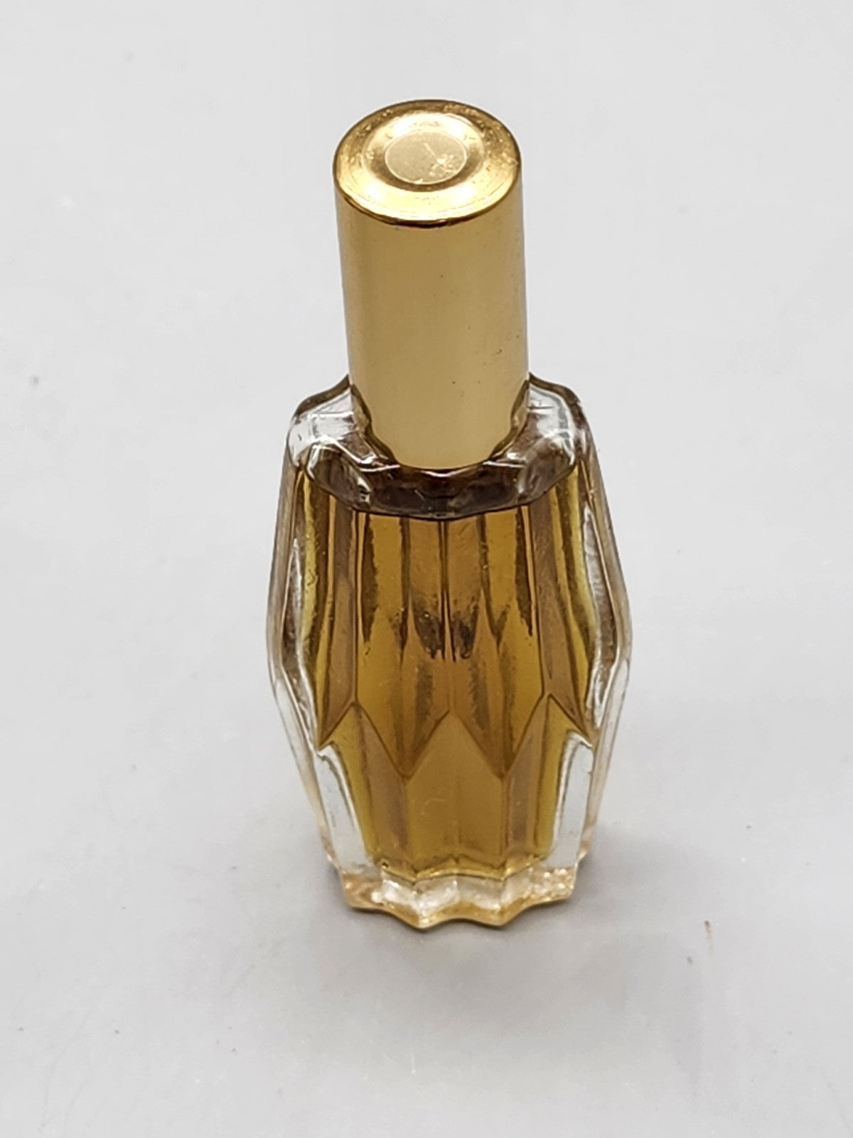 Vintage Mini Perfume Bottle Gold Cap Partial Contents Unmarked Glass Bottle