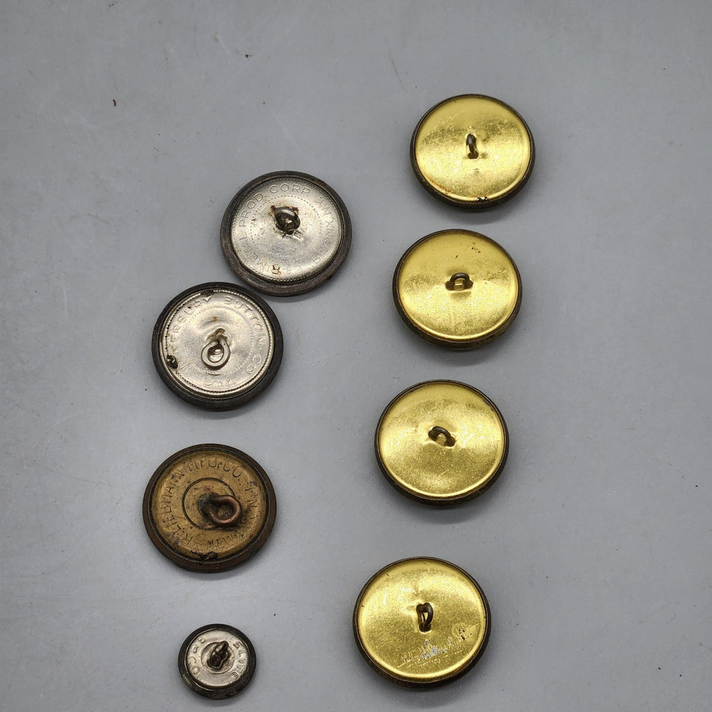 Vintage WW2 US Military Uniform Button Lot 8 Brass Eagle Shield Waterbury NY