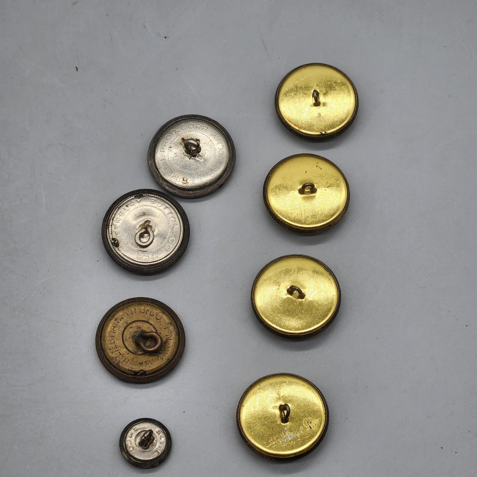 Vintage WW2 US Military Uniform Button Lot 8 Brass Eagle Shield Waterbury NY