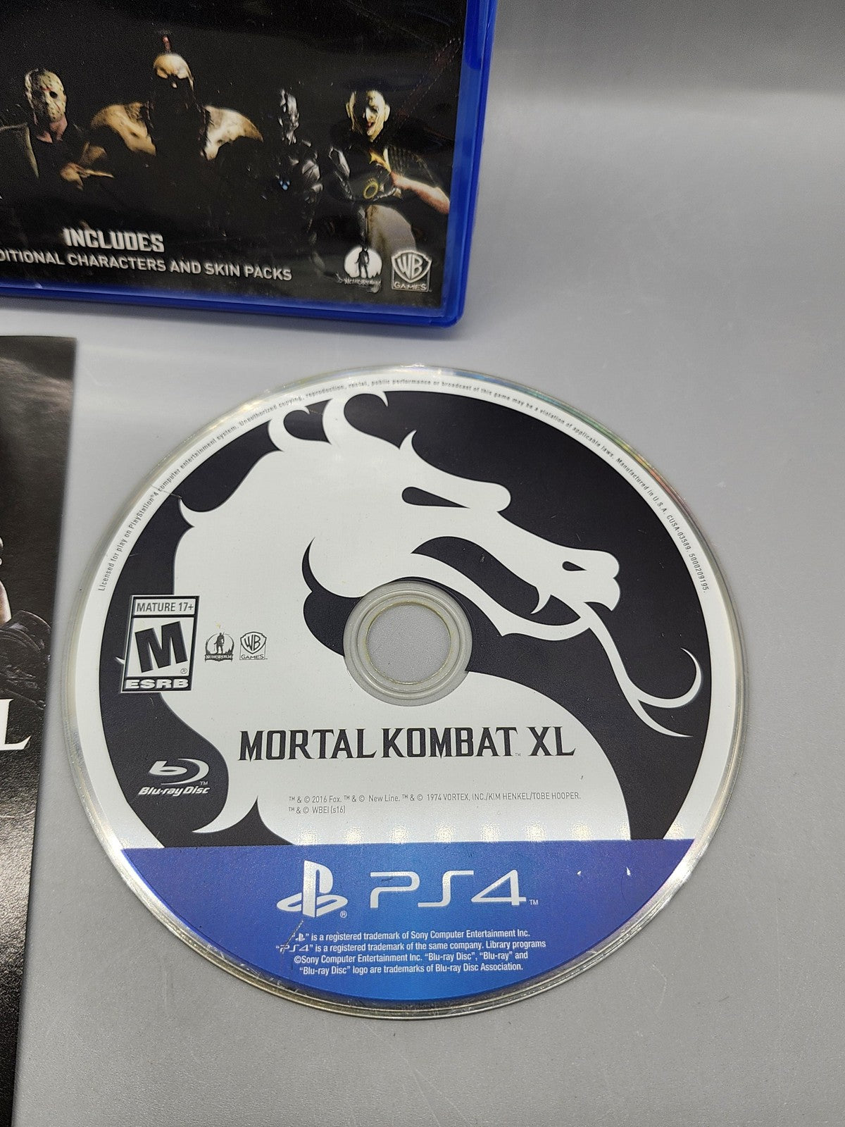 Mortal Kombat XL PlayStation 4 PS4 Game M WB Games NTSC-U/C Disc Case Fighting