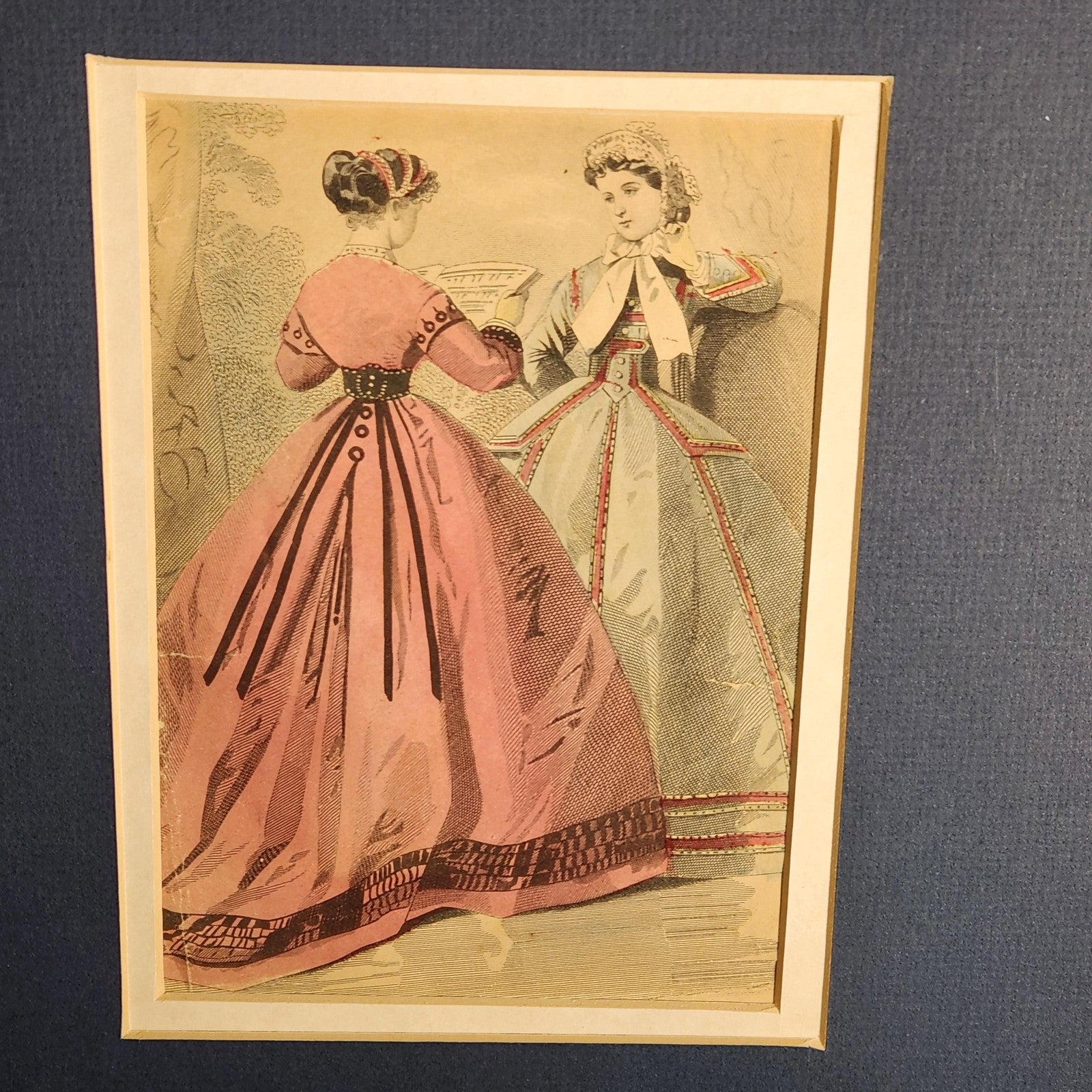 Vintage Les Modes Parisiennes Women Fashion Plate Steel Engraving French Matted