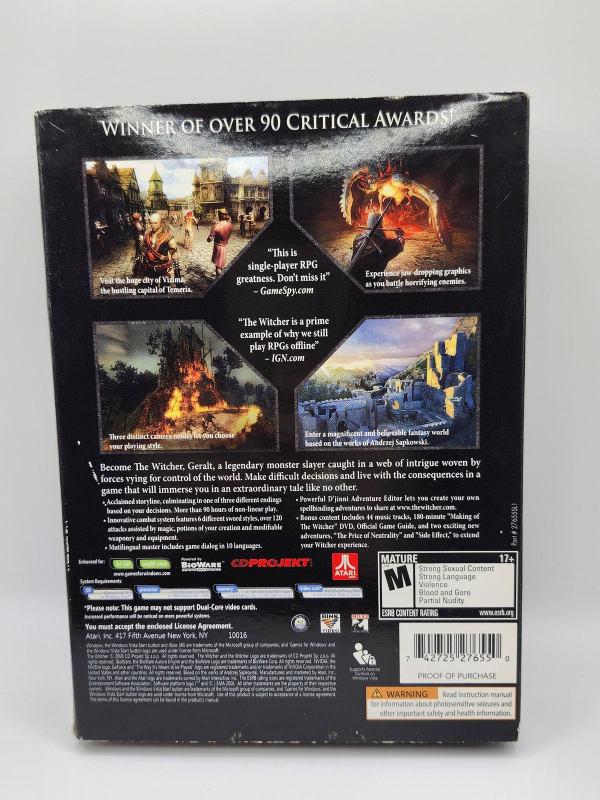 The Witcher Enhanced Edition PC Windows DVD Game CIB Manual Atari RPG M Fantasy