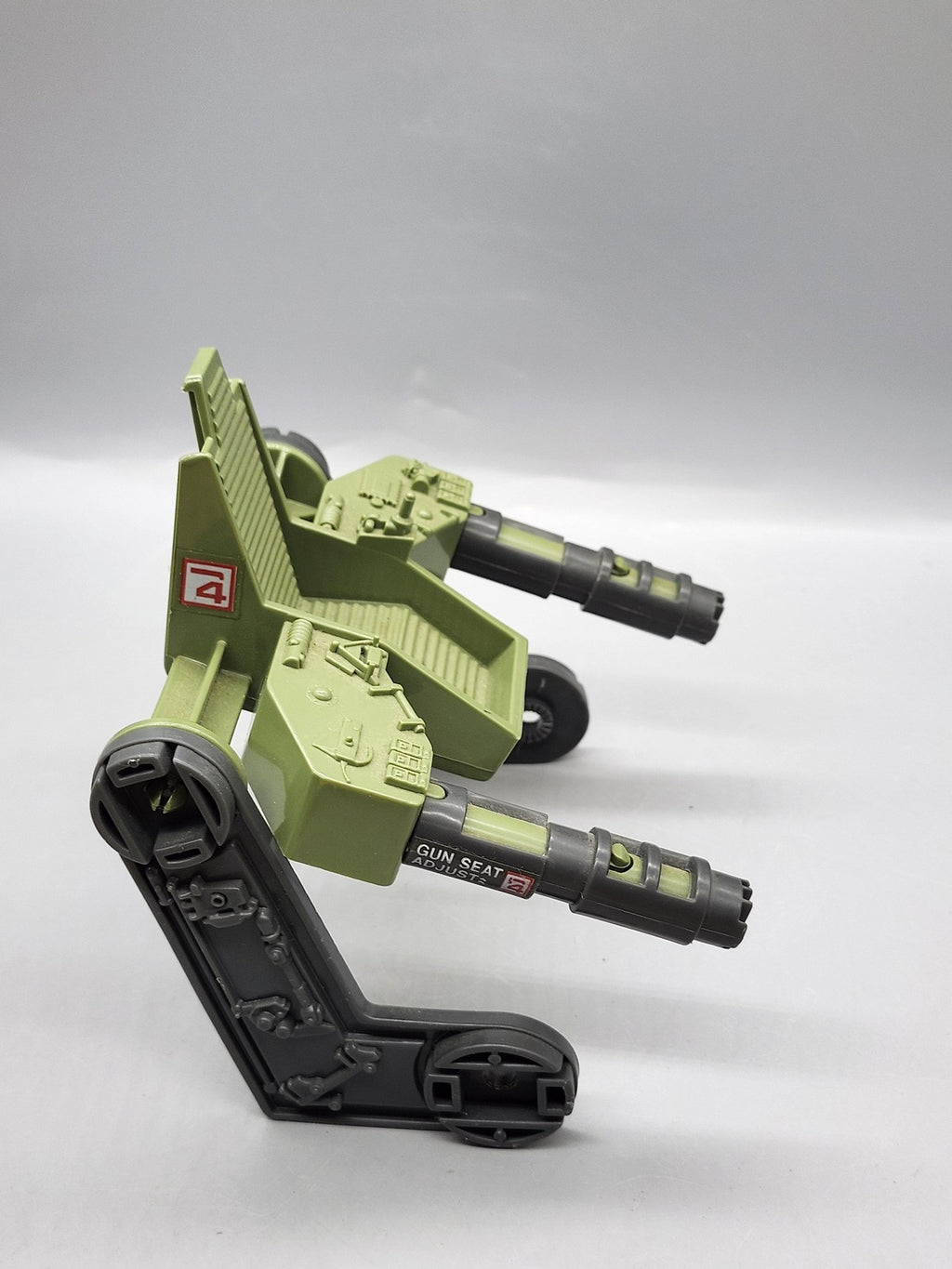 Green Gun Seat Accessory Plastic Toy Action Figure Military Loose Dual Cannon