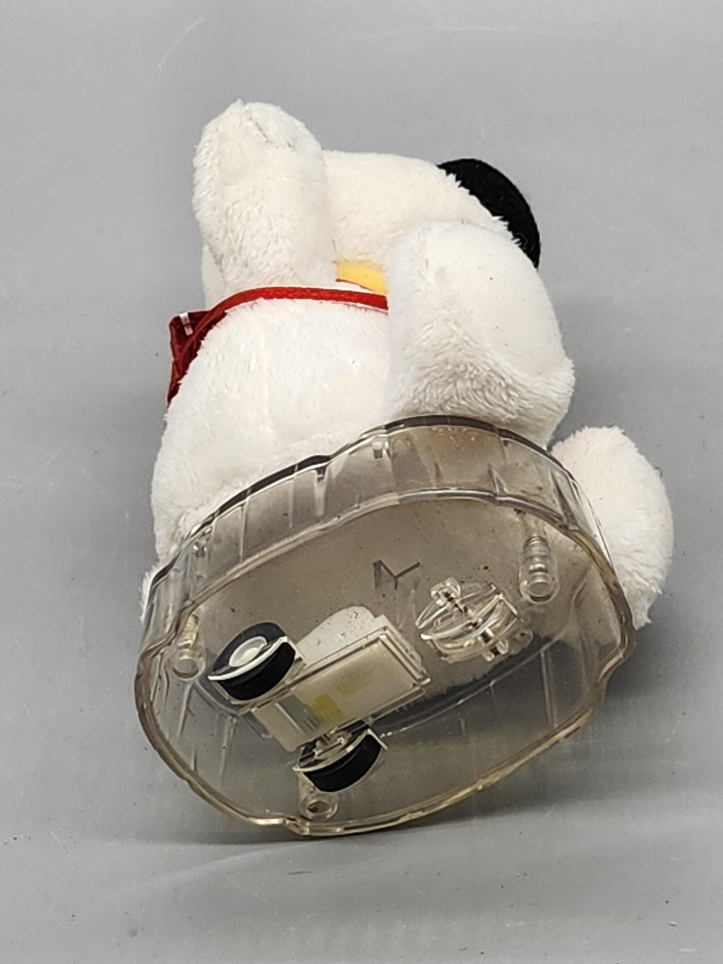 White Polar Bear #3 Racing Plush Stuffed Toy Small Yellow Scarf Rolling Base