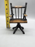 Brown Wood Dollhouse Victorian Desk Chair Miniature Swivel Armchair Furniture