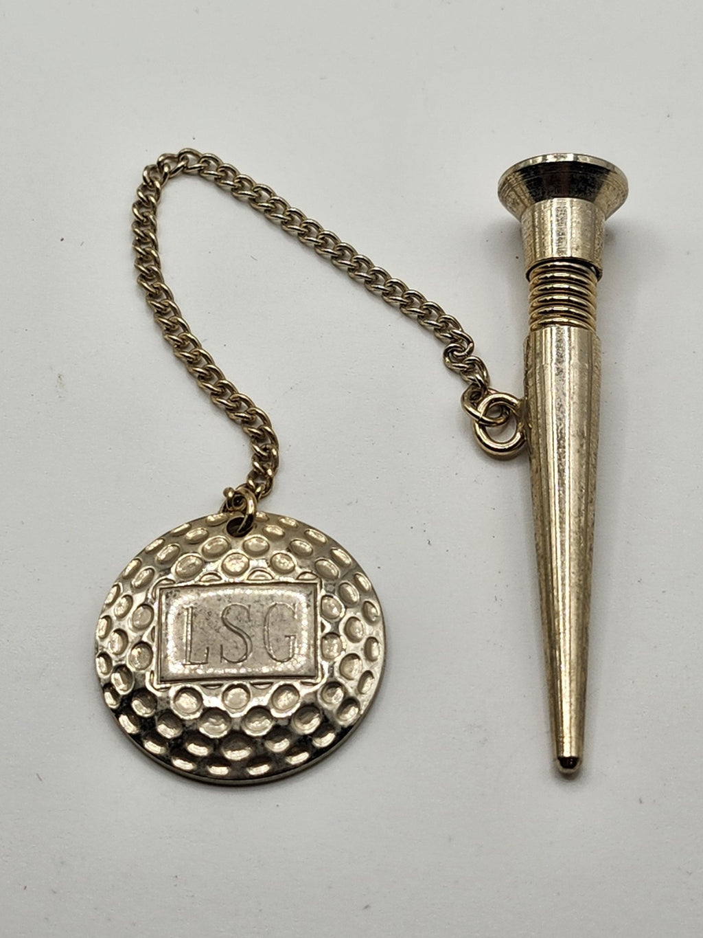 Gold Metal Magnetic Golf Ball Marker Chain Tee Divot Tool LSG Monogram Initials