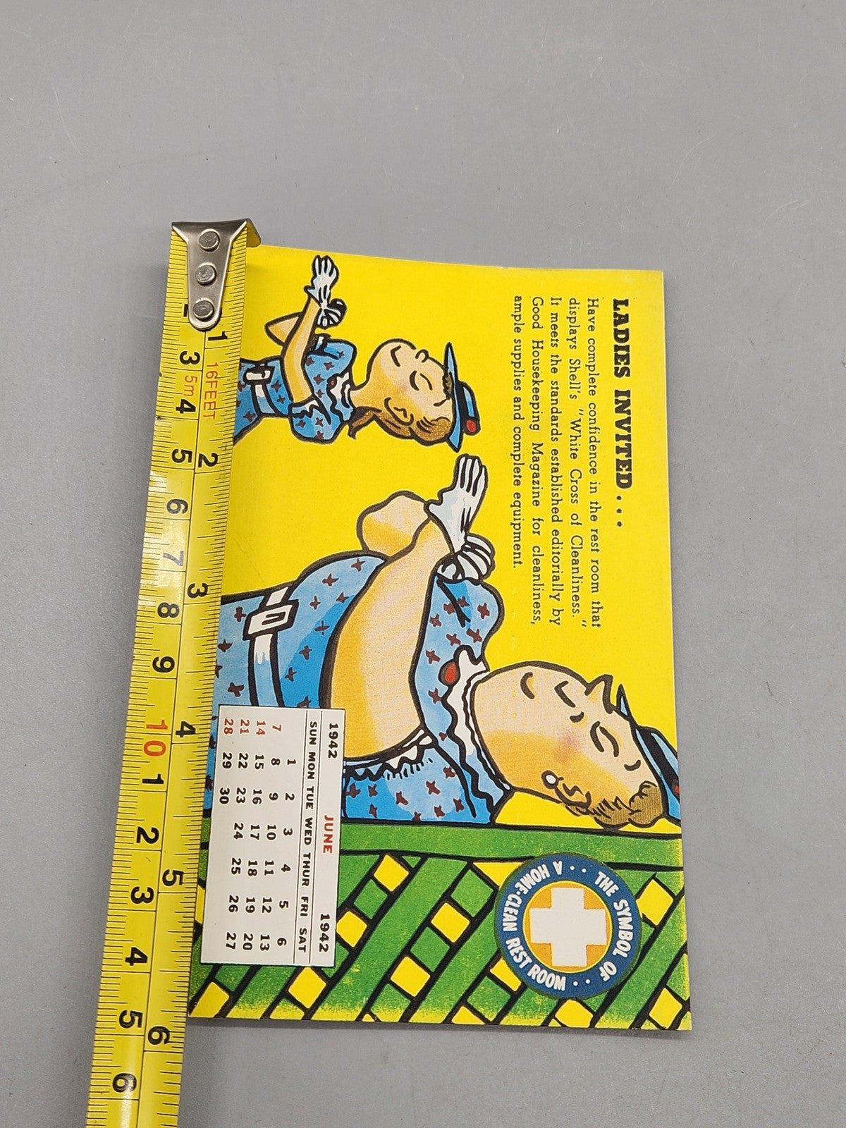 Vintage Shell Ladies Invited 1942 Calendar Paper Sign Yellow Gas Oil Ad