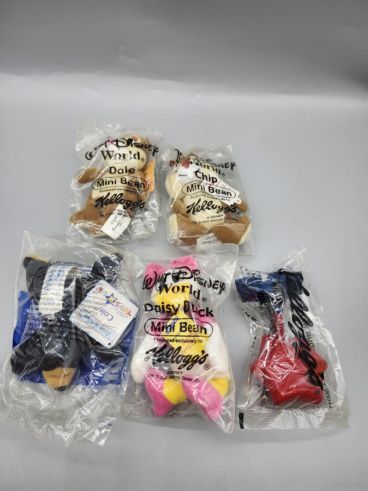 Vintage Disney Kellogg's Mini Bean Plush Lot 5pc Chip Dale Daisy Duck New Bagged