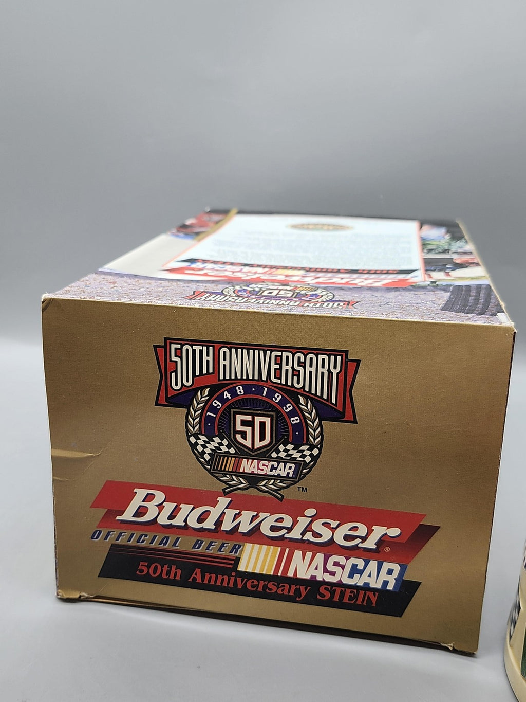 Vintage Budweiser NASCAR 50th Anniversary Lidded Stein Ceramarte Brazil
