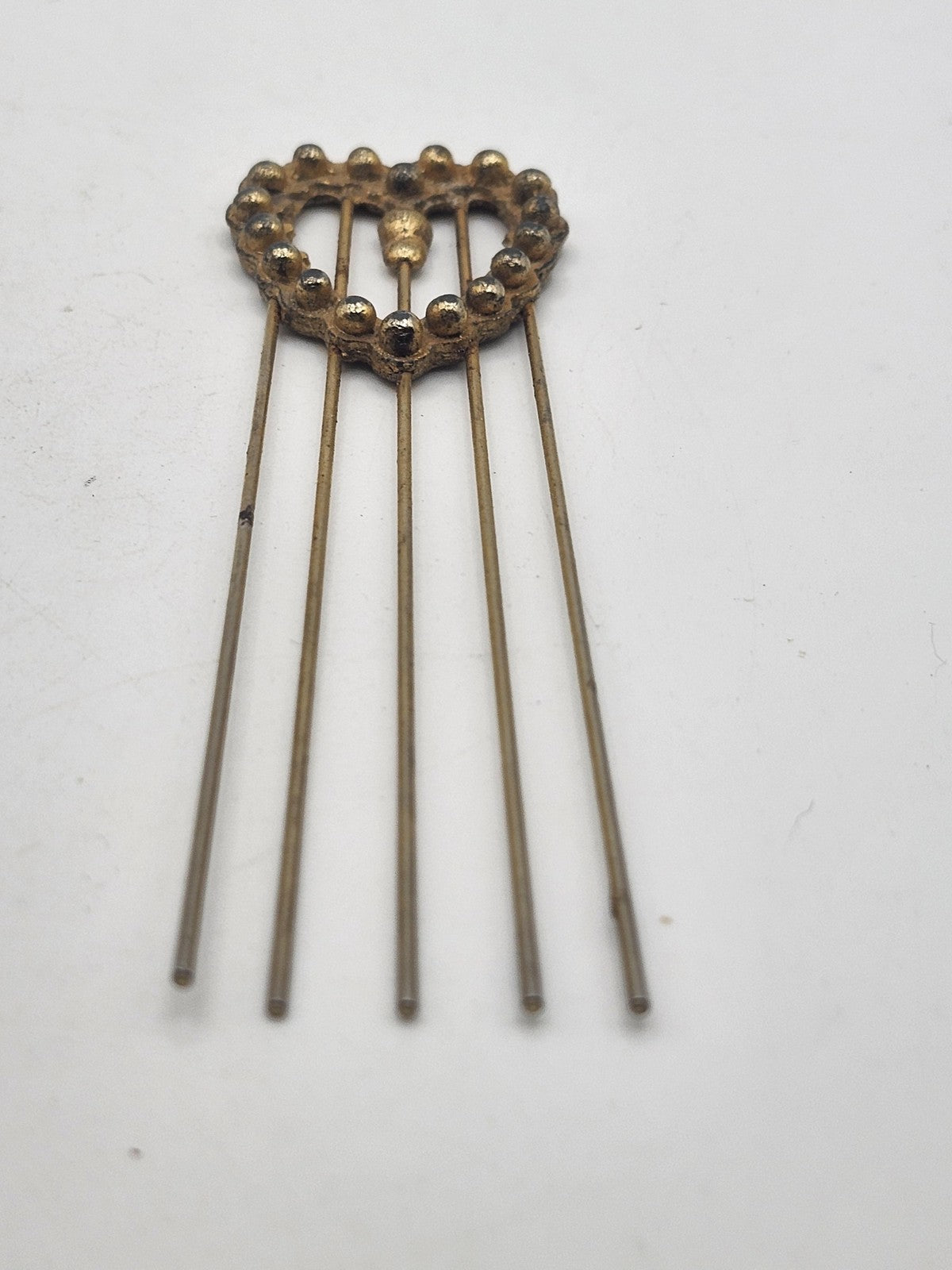 Heart Hair Comb Womens One Size Gold Metal Beaded Long Prong Accessory Casual
