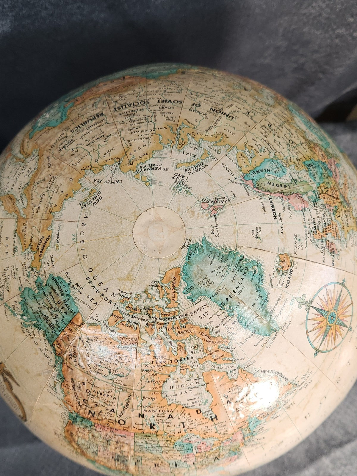 Vintage Replogle 12” World Classic Series Globe Mid Century Desk Globe Brown...