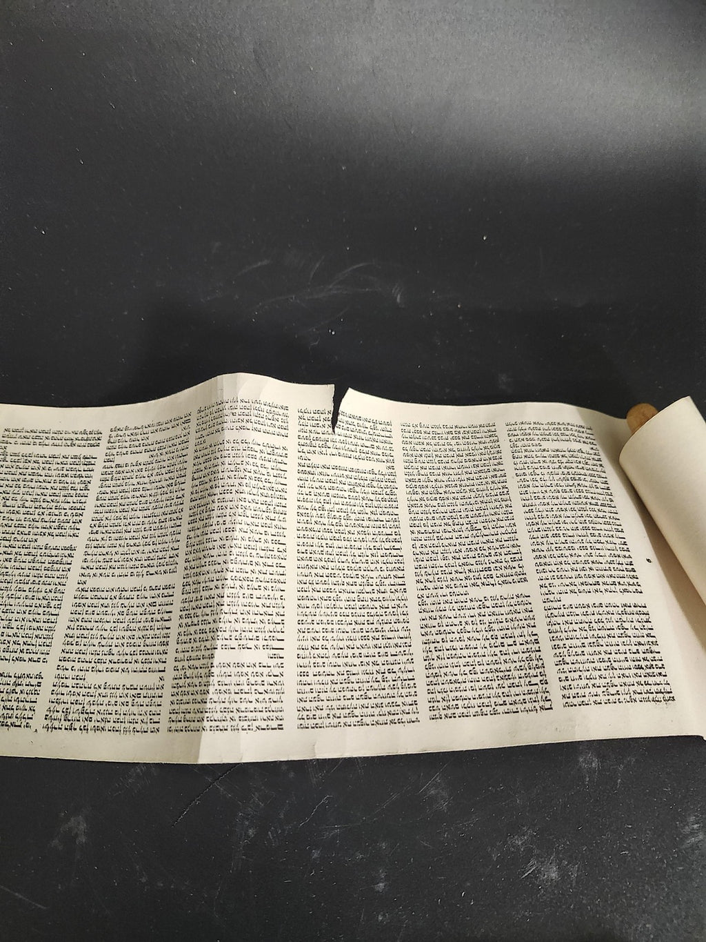 Mini Torah Scroll Hebrew Text Blue Cloth Cover Wooden Handles Judaica Decor