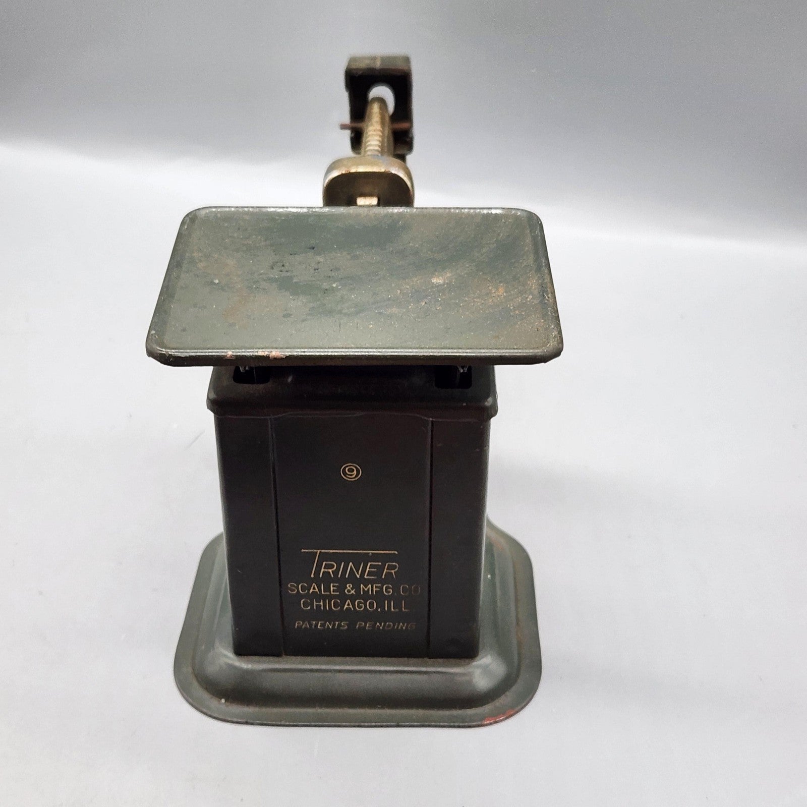 Vintage Triner Air Mail Accuracy Scale Green Metal Postal Balance Chicago USA