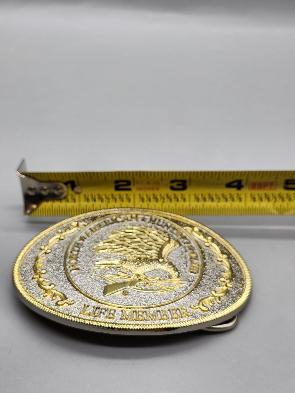 North American Hunting Club Life Member Belt Buckle Mens Gold Western Oval Eagle