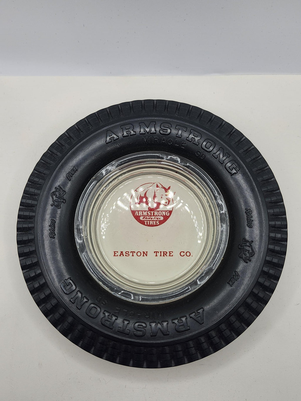 Vintage Armstrong Tires Rhino-Flex Tire Ashtray Black Rubber Advertising