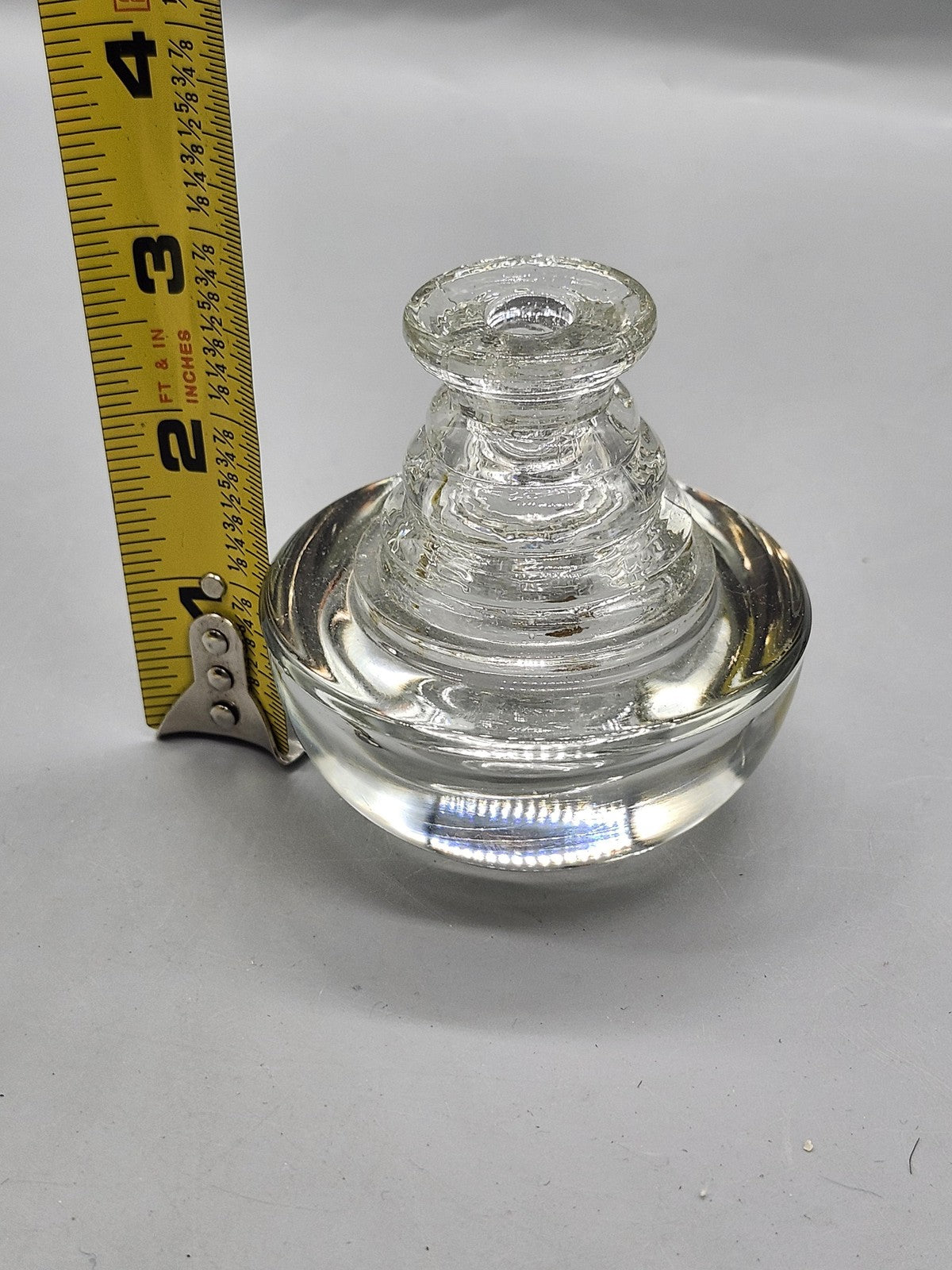Unmarked Clear Glass Apple Tiered Paperweights Set Of 2 Art Glass Desk Decor