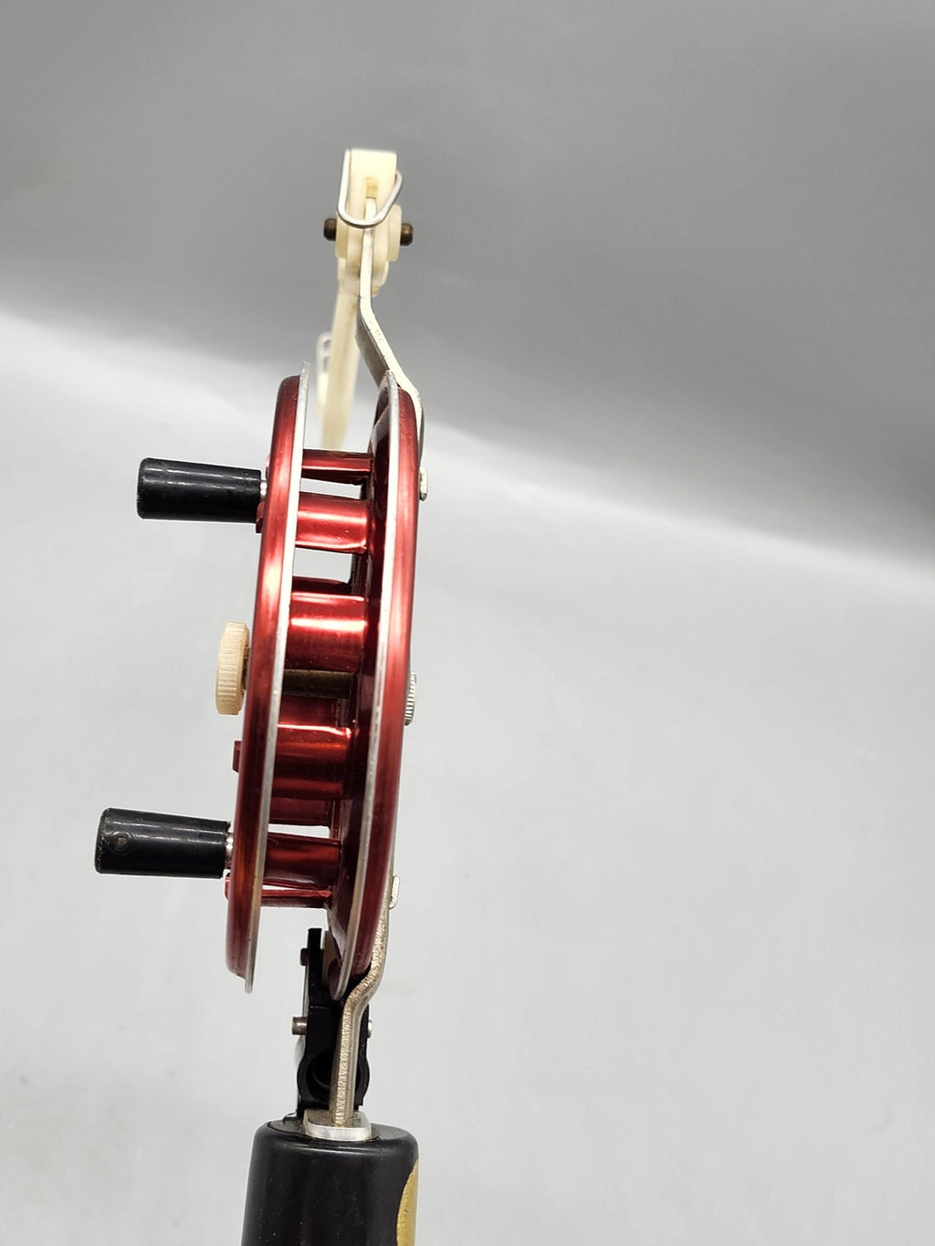 Vintage Vuokko Red Aluminum Fly Reel Ice Fishing Trigger Handle Spool Finland