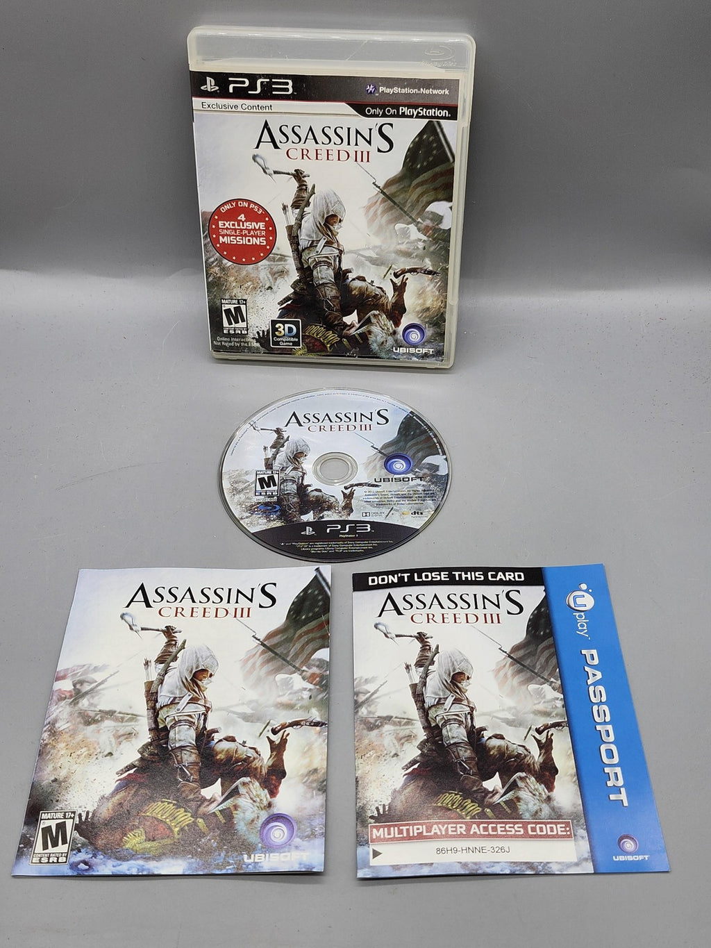 Assassin's Creed III PlayStation 3 PS3 Game M Ubisoft NTSC-U/C 2012 Manual