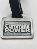 Cummins Power Pewter Keychain Key Fob Black Leather Strap Silver Tone Decor