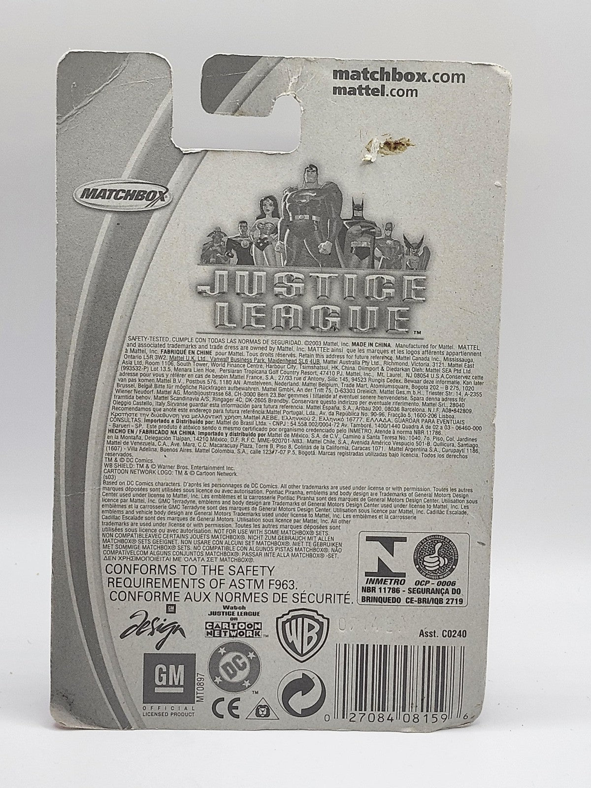 Vintage Matchbox Justice League Wonder Woman 1:64 Diecast Car Gold New Carded