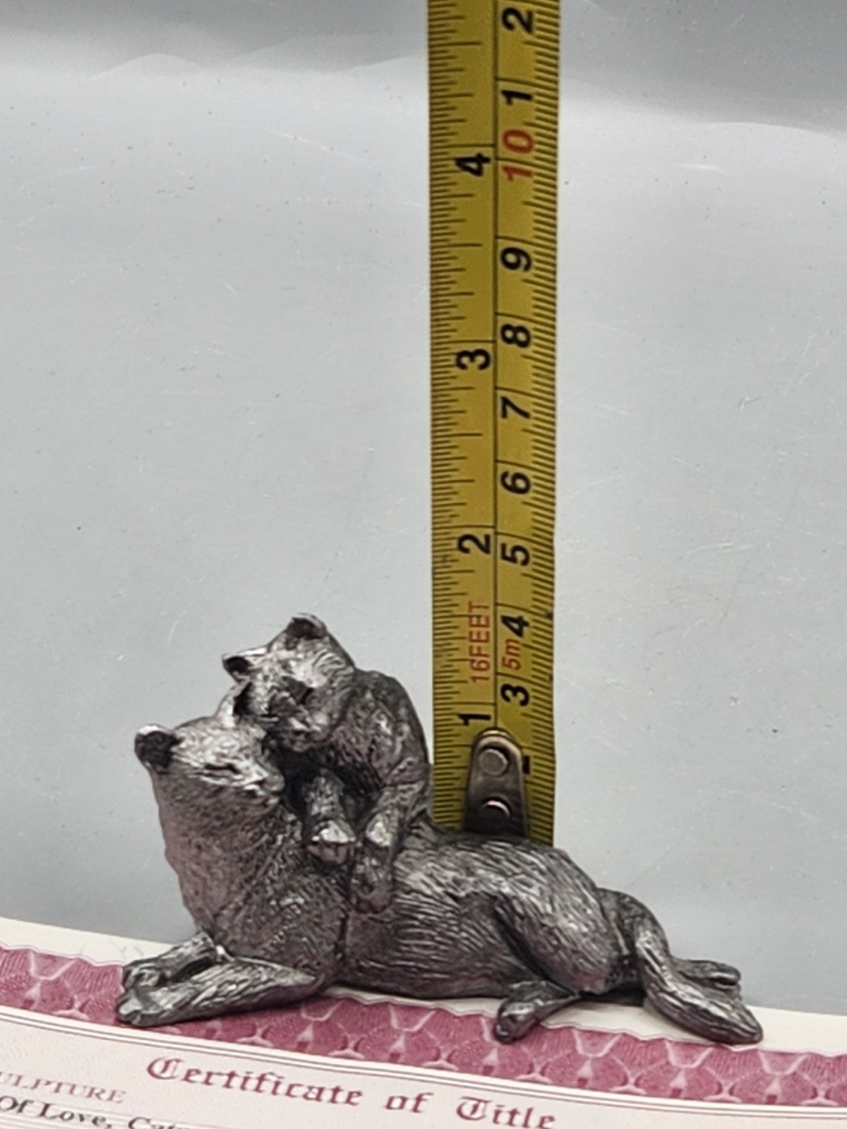 1999 Michael Ricker “Friendship Gift of Love” Cats Pewter Sculpture w/ COA