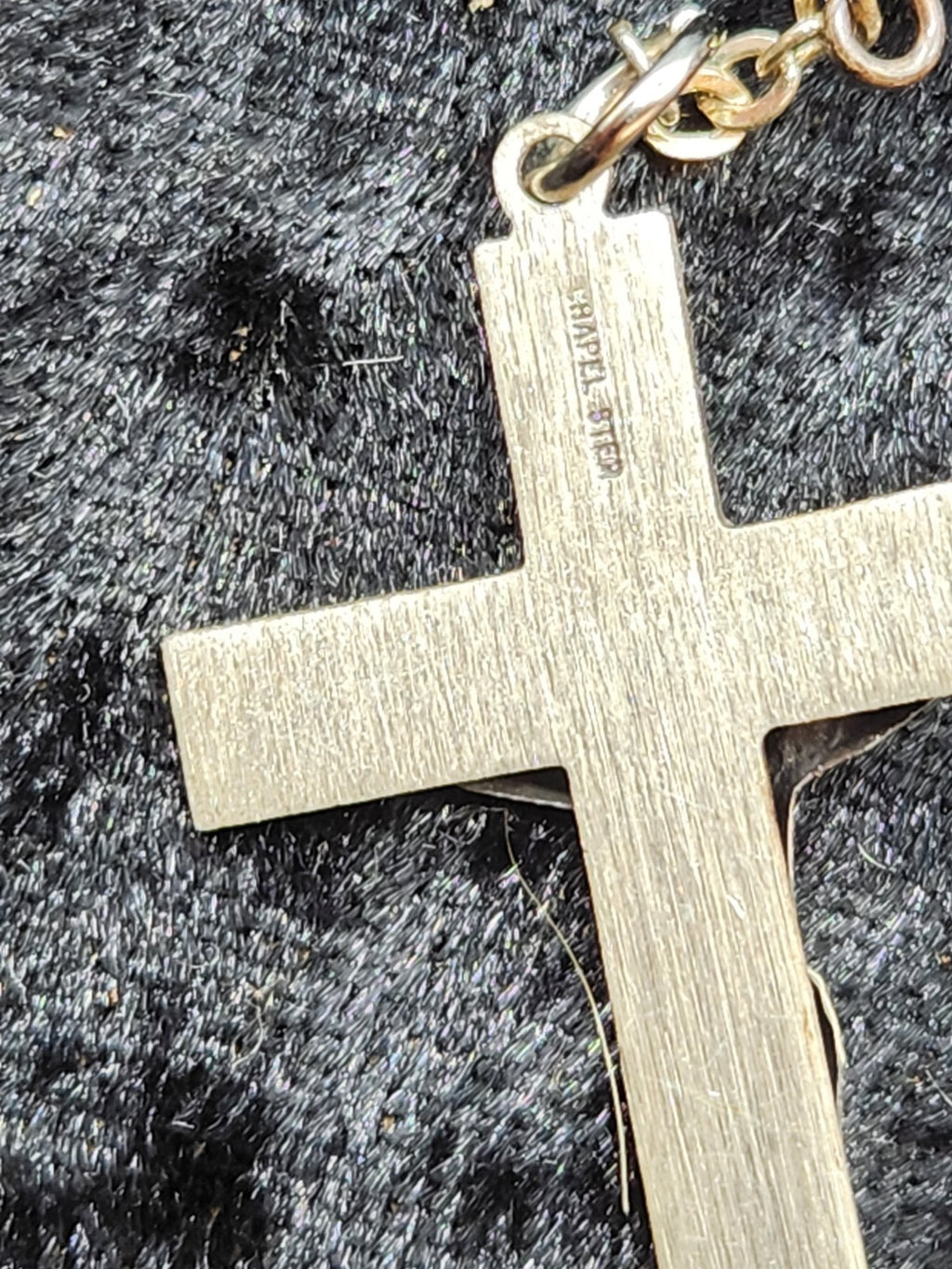 Vintage 925 Sterling Silver Miraculous Medal Rosary Black Aurora Borealis...