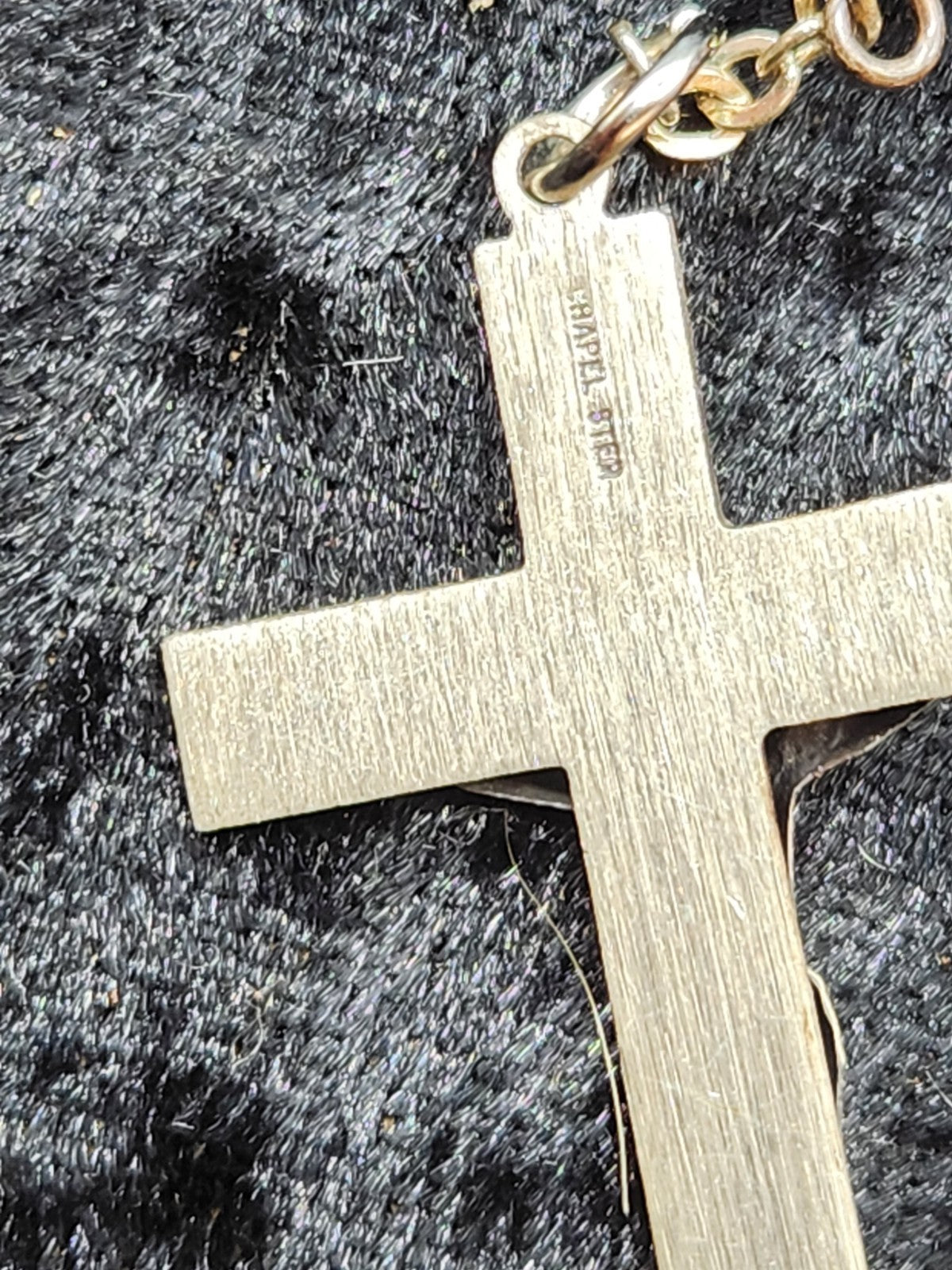 Vintage 925 Sterling Silver Miraculous Medal Rosary Black Aurora Borealis...