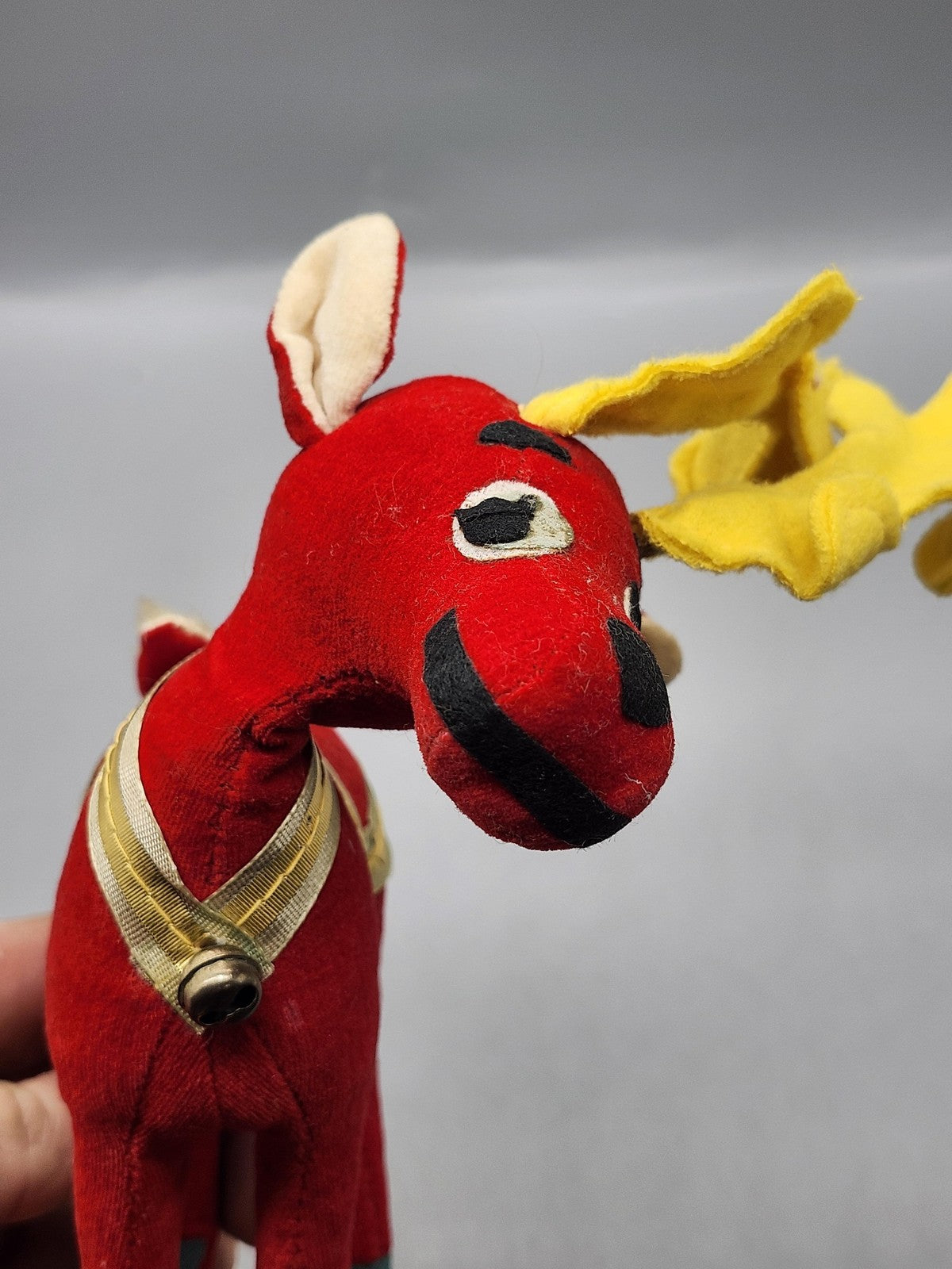 Vintage Dakin Dream Pets Red Reindeer Plush Small Yellow Antlers Japan Xmas