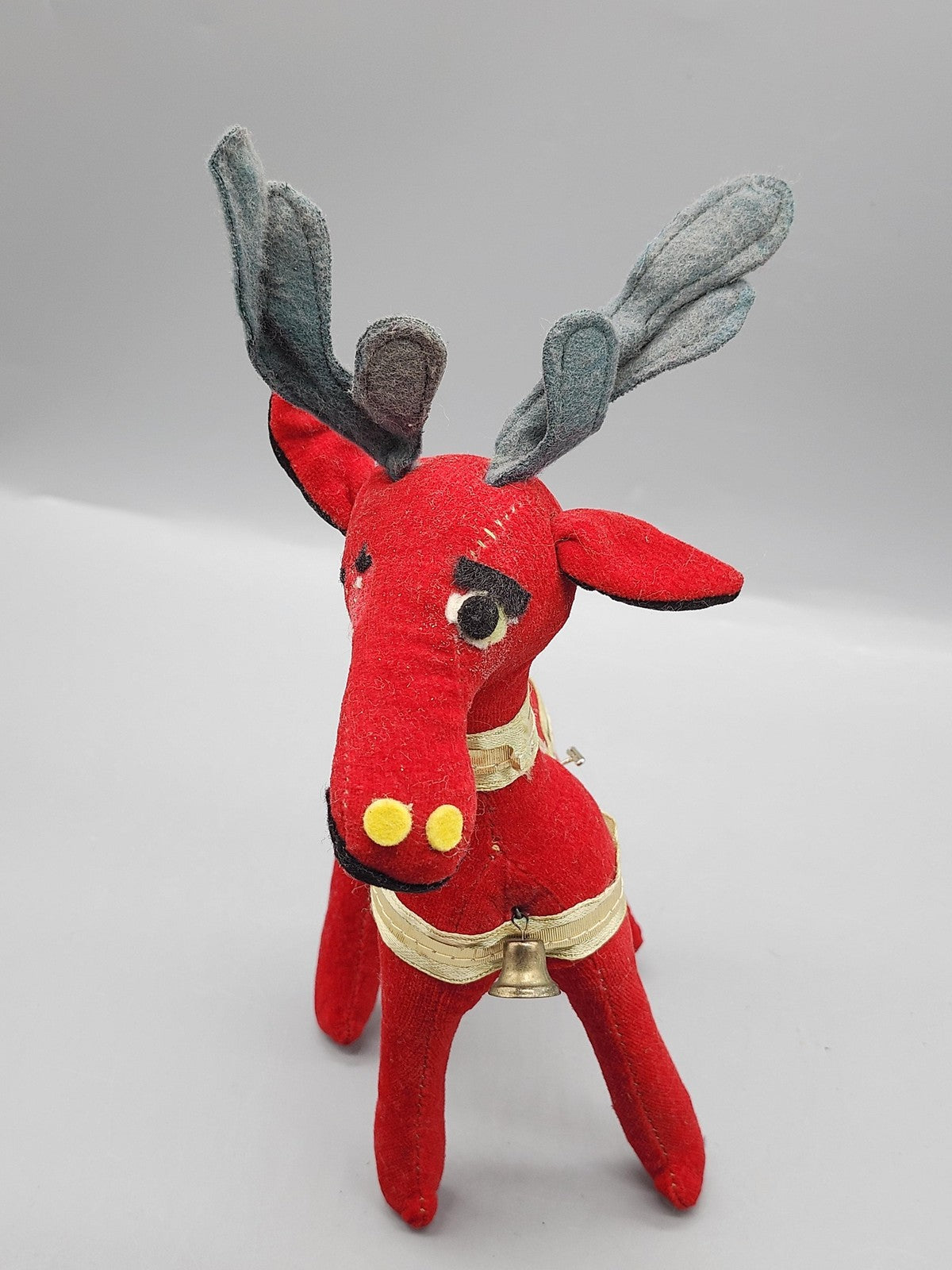 Vintage 1961 Dakin Red Reindeer Figurine Medium Christmas Japan Bell Decor