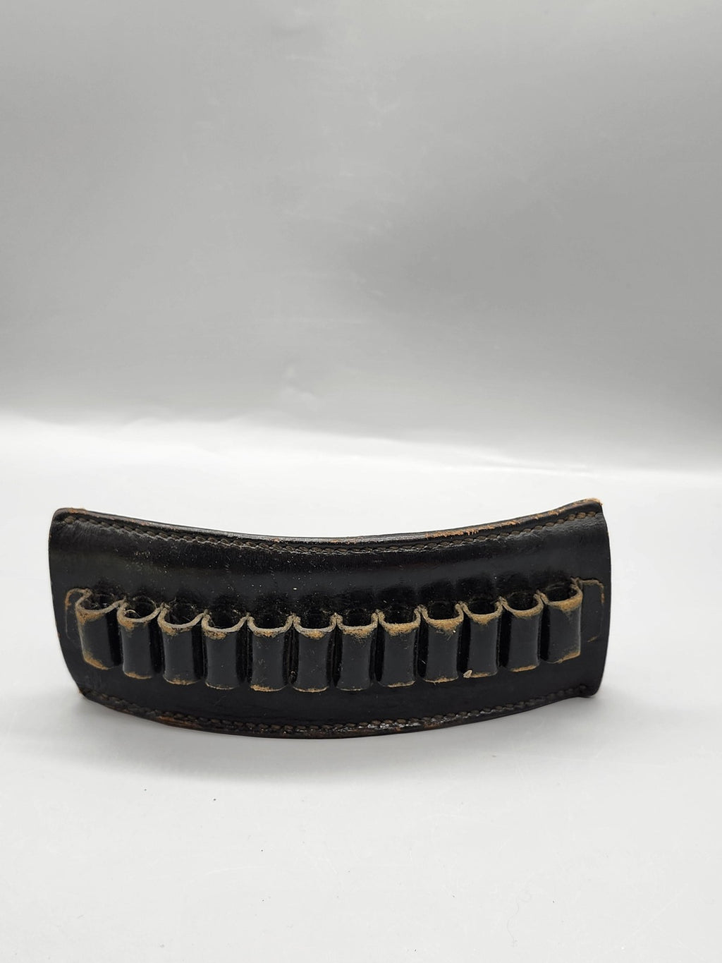 Vintage Hunter Black Leather 12 Round Belt Slide Rifle Ammo Holder Hunting