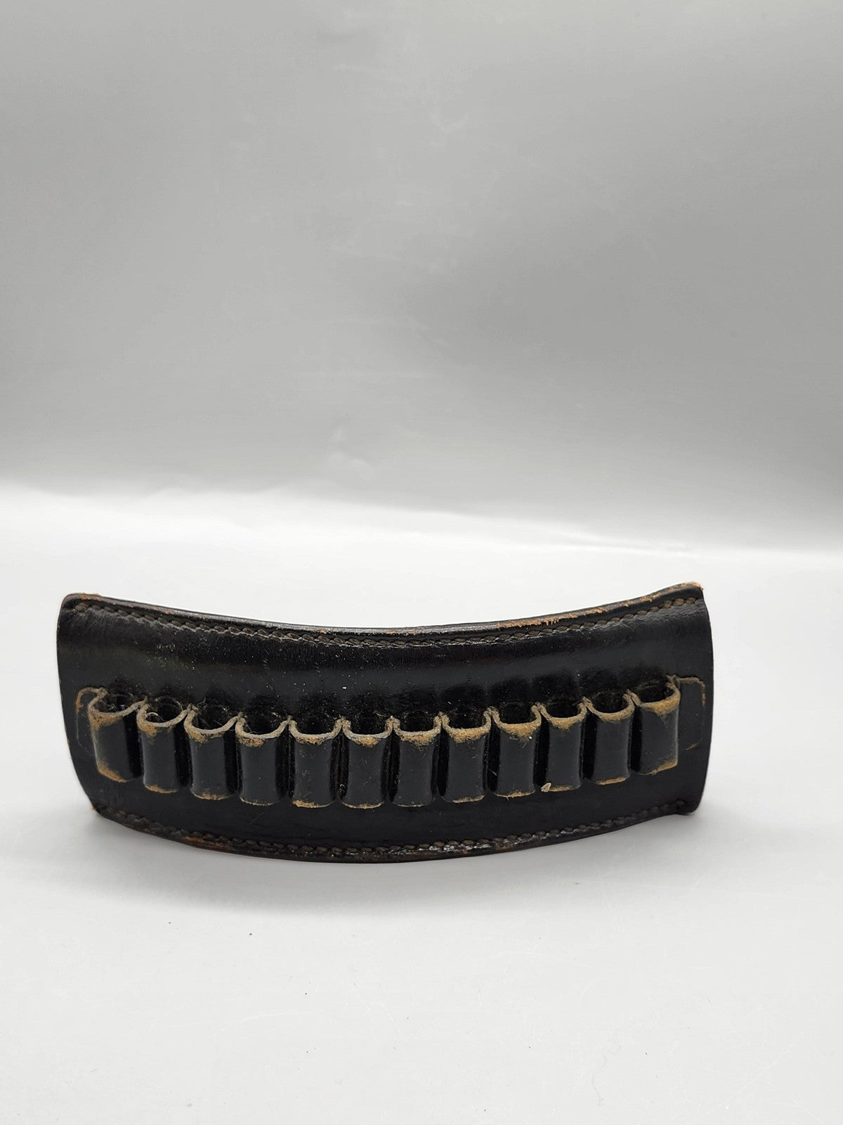 Vintage Hunter Black Leather 12 Round Belt Slide Rifle Ammo Holder Hunting