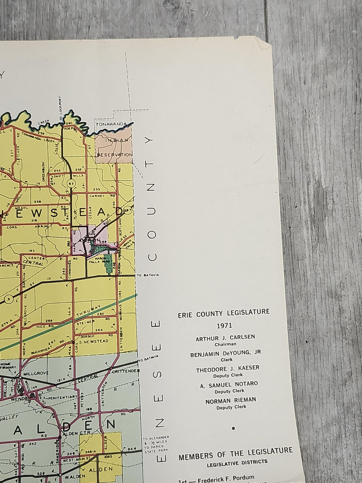 Vintage 1971 Erie County New York Highway Road Map 150th Anniversary Folded USA