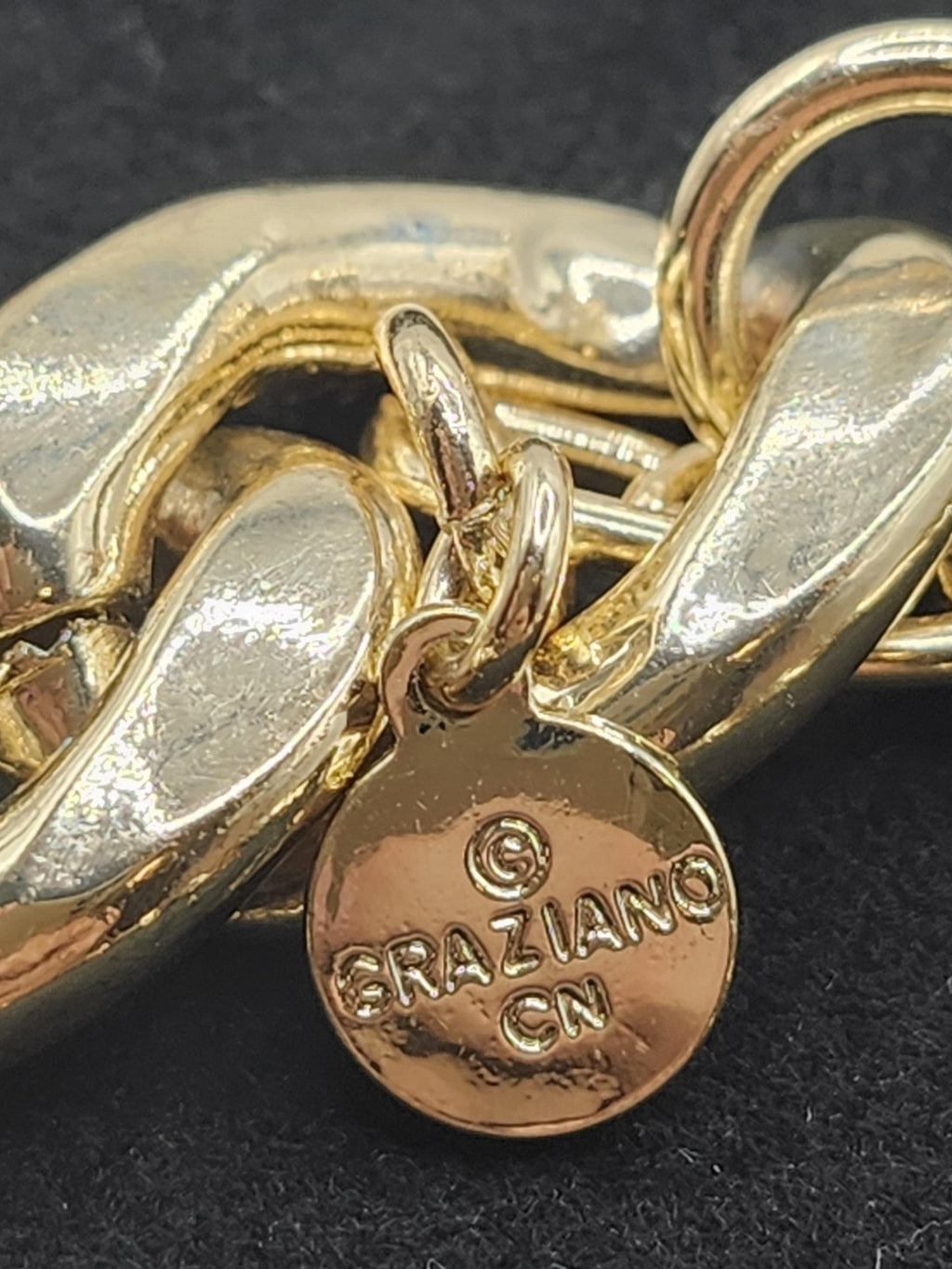 Graziano Gold Tone Chain Bracelet Chunky Link Lobster Clasp 7.5 Inch Jewelry