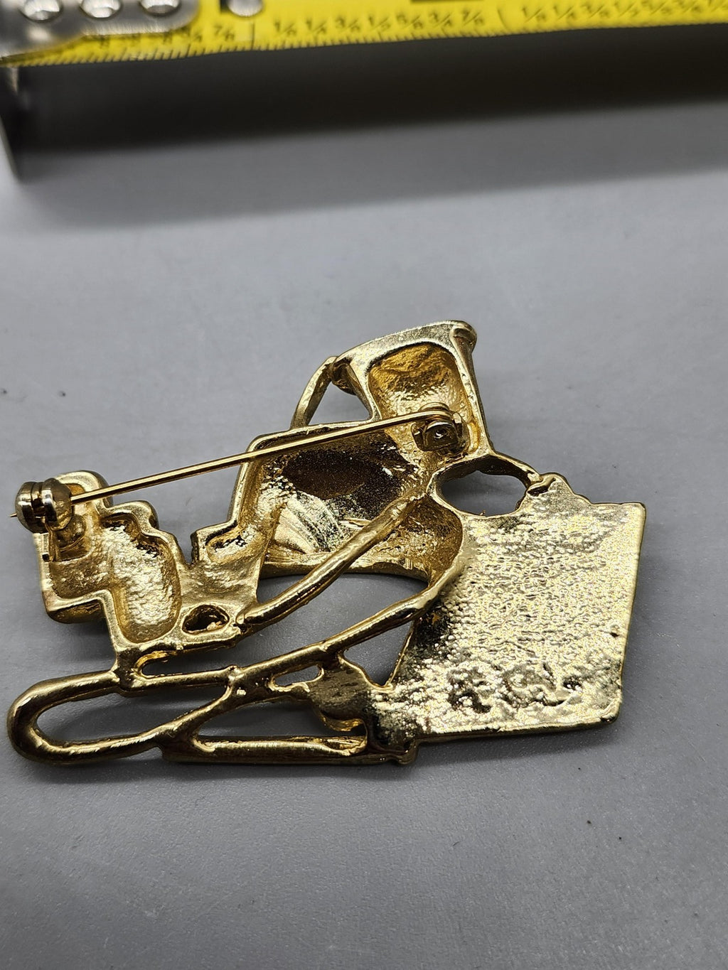 Gold Tone Medical Tools Brooch Pin Nurse Hat Stethoscope Clipboard Jewelry Gift